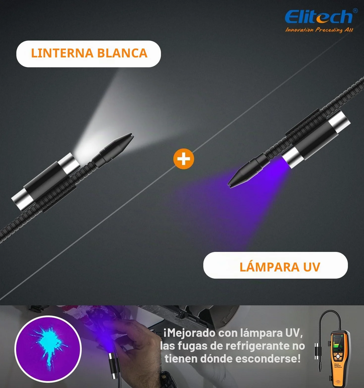 Elitech ILD-200 Pro Detector de Fugas Infrarrojo, Detector Profesional de Gas Refrigerante para R134a/R1234yf/R454B/R600a, para Aire Acondicionado, Neveras y Sistemas HVAC