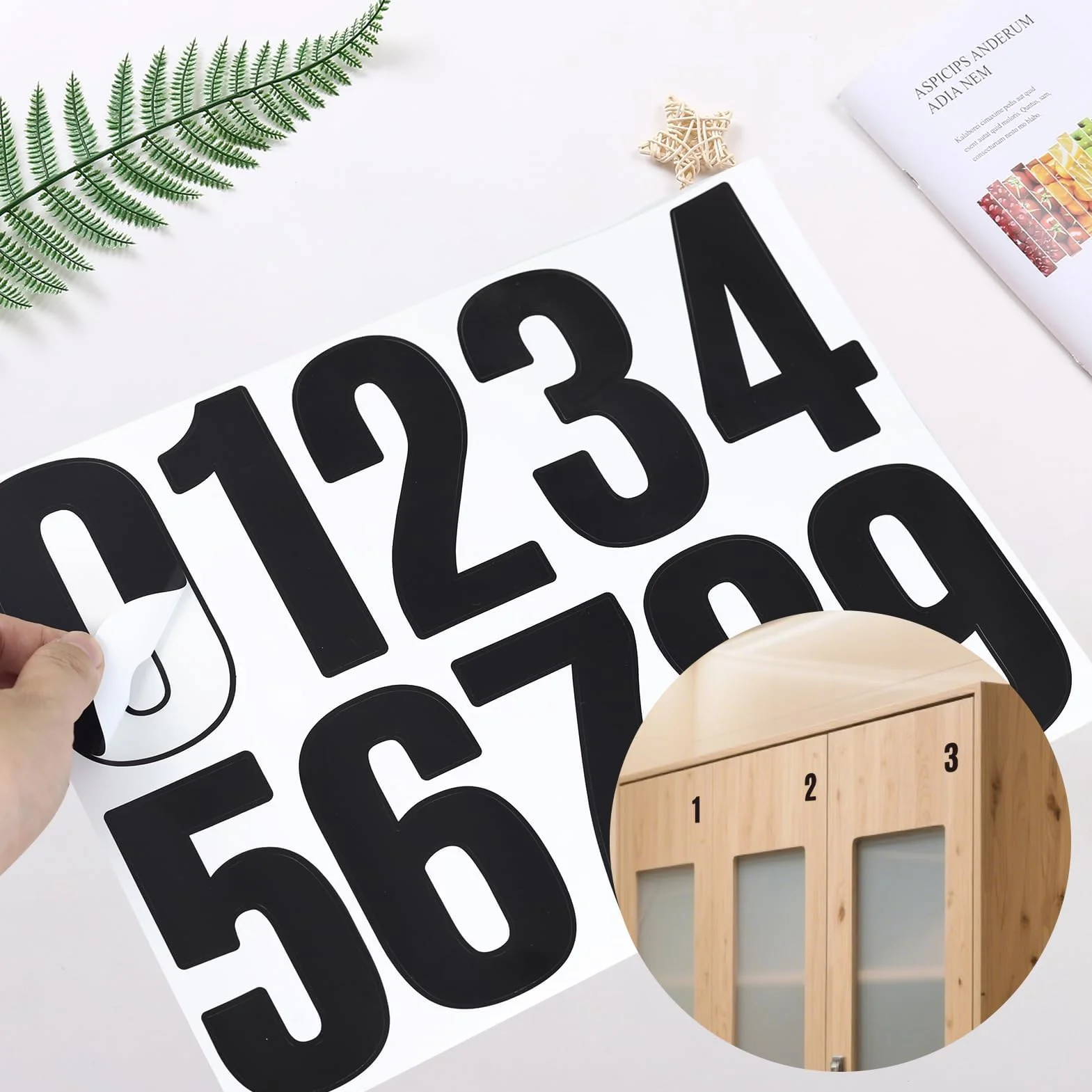 100 pcs Números Adhesivos Grandes, 10 cm, Pegatinas de Números para Casa y Exterior, Calcomanías de Números Negros para Puertas, Ventanas y Coches, Numeración Exterior Duradera