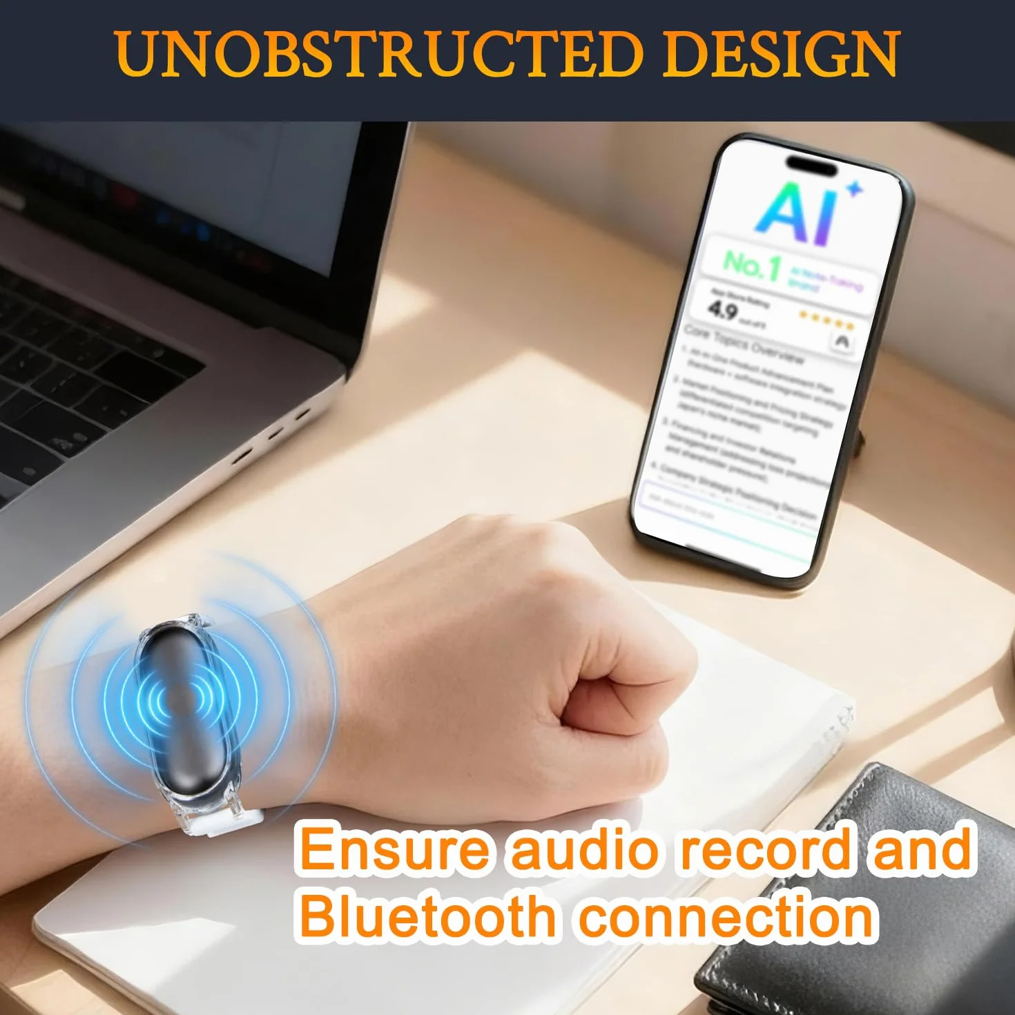SOULWIT Pulsera para Plaud NotePin/NotePin S AI Grabadora de voz, Ajustable de 5.9"–9.44", Cómoda Correa de Silicona con Cierre Magnético - Blanca