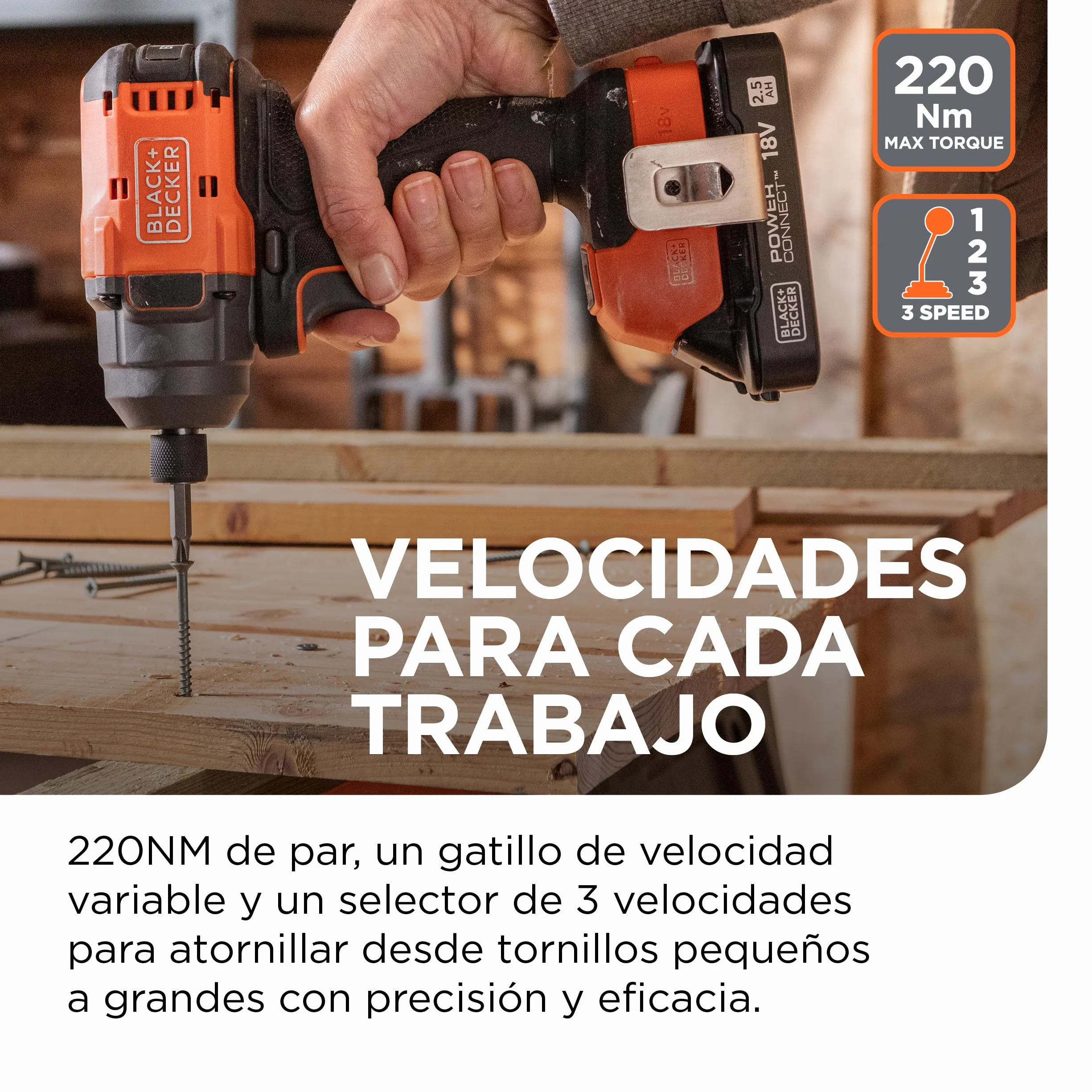 BLACK+DECKER Destornillador de impacto sin escobillas, unidad desnuda llave de impacto inalámbrica y 20 brocas, sin batería ni cargador, BLIM78NZ-XJ