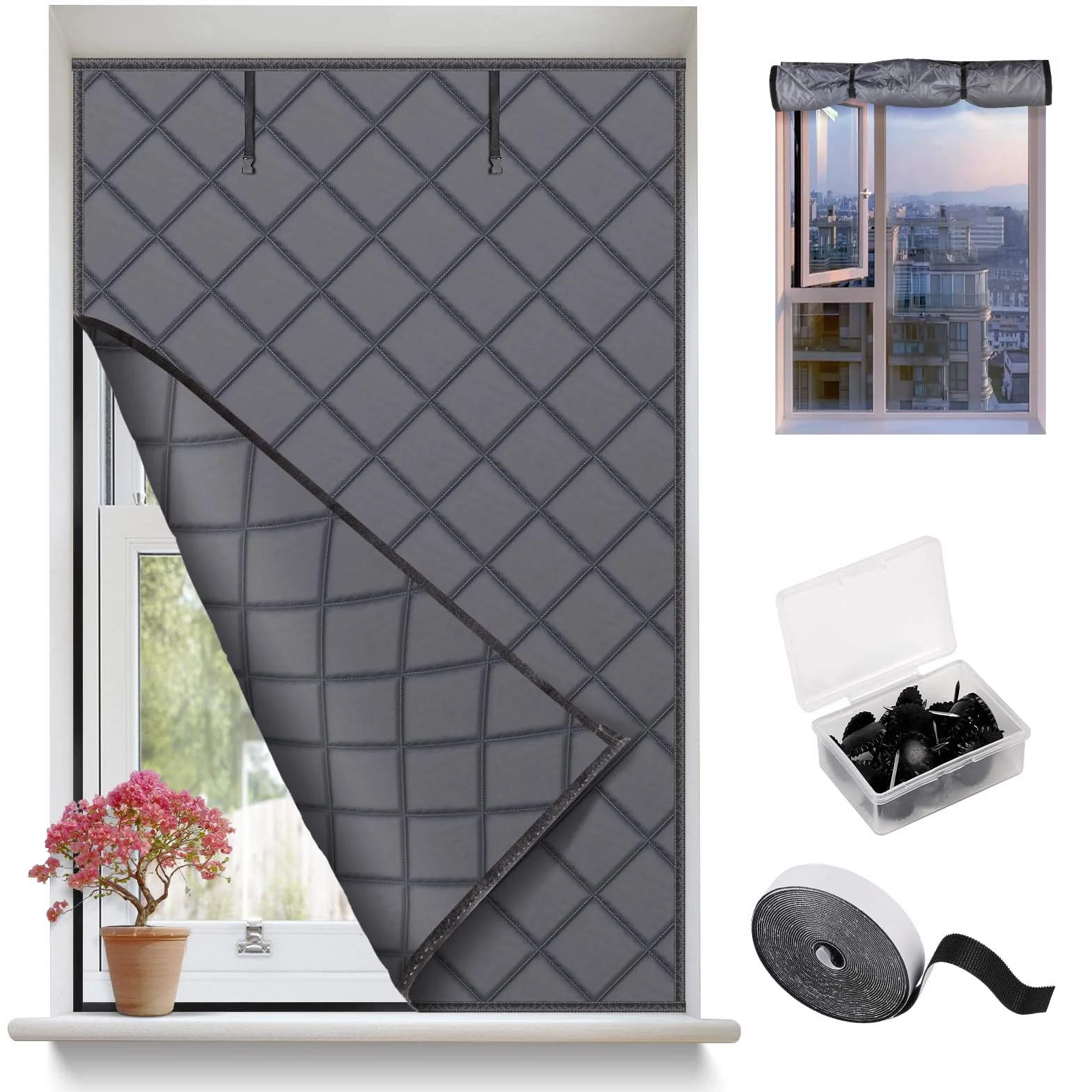 EFUTURETIME Kit de Aislante Termico Ventanas Protege Del Frio y Calor 160 X 100cm, Cortinas Térmicas y Cortavientos para Invierno, Aislamiento Térmico para Ventanas de Buhardillas y Caravanas