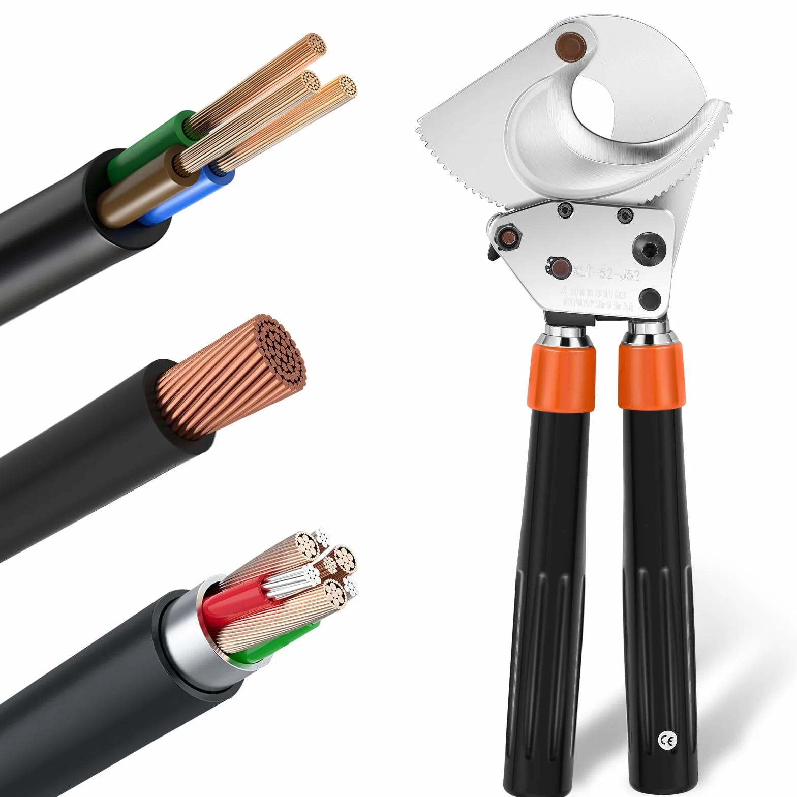NEWTRY J52 - Cortador de cables resistente para aluminio y cobre de 500 mm2, sin esfuerzo, herramienta profesional