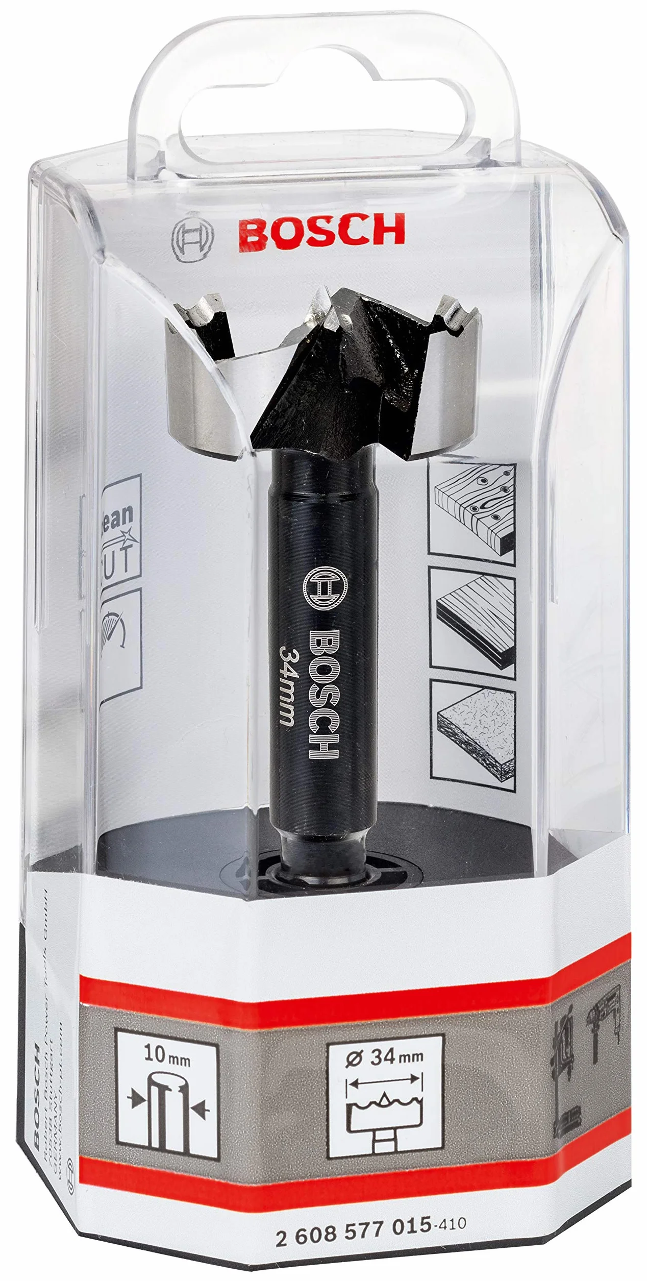 Bosch Professional Broca fresadora para madera (para madera, diámetro 34 mm, longitud 90 mm, accesorio para taladro)