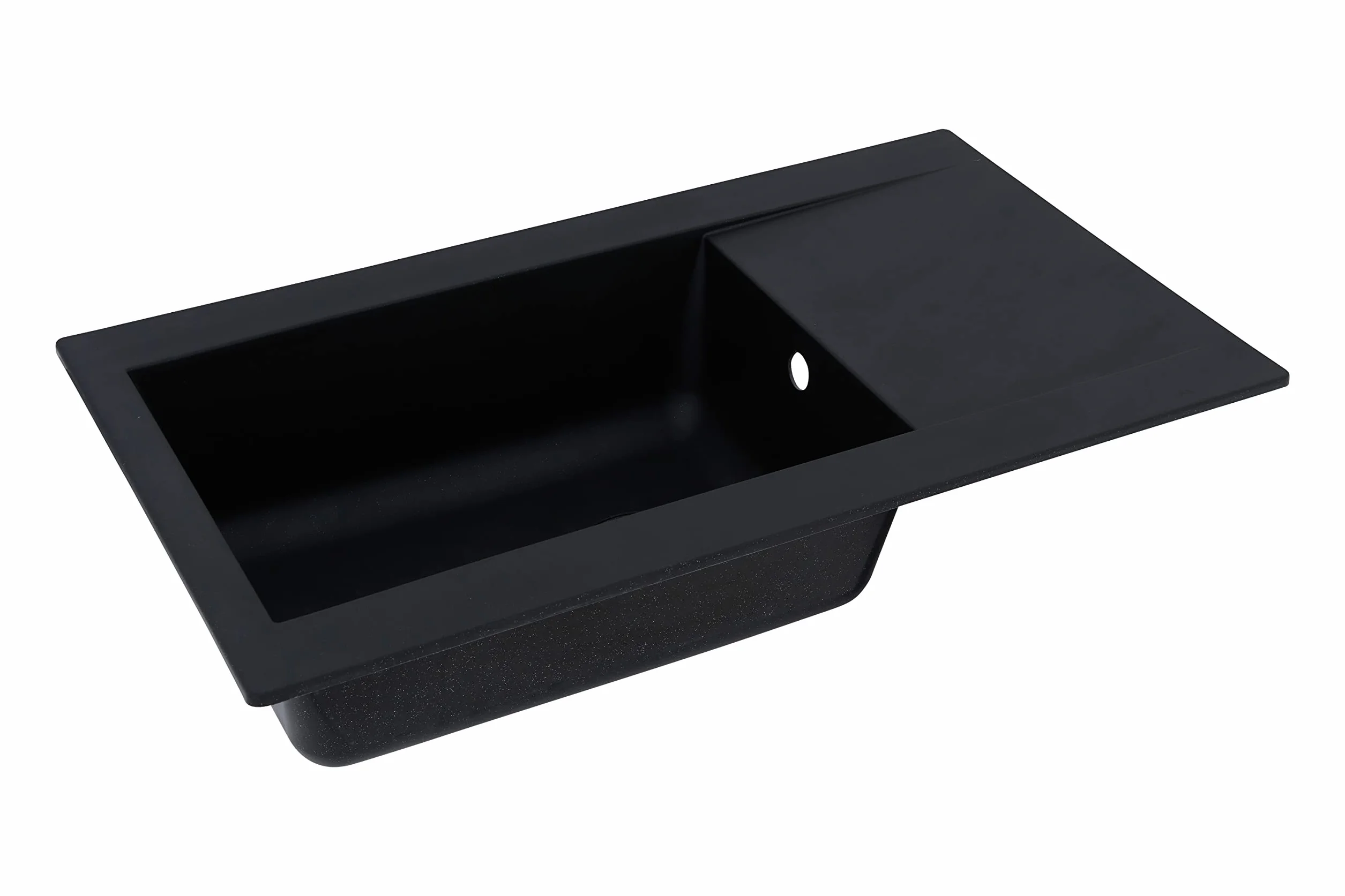 Fregadero empotrado de mineralita 1 cuenca negro, respekta DENVER86X50S, 86 x 50 cm