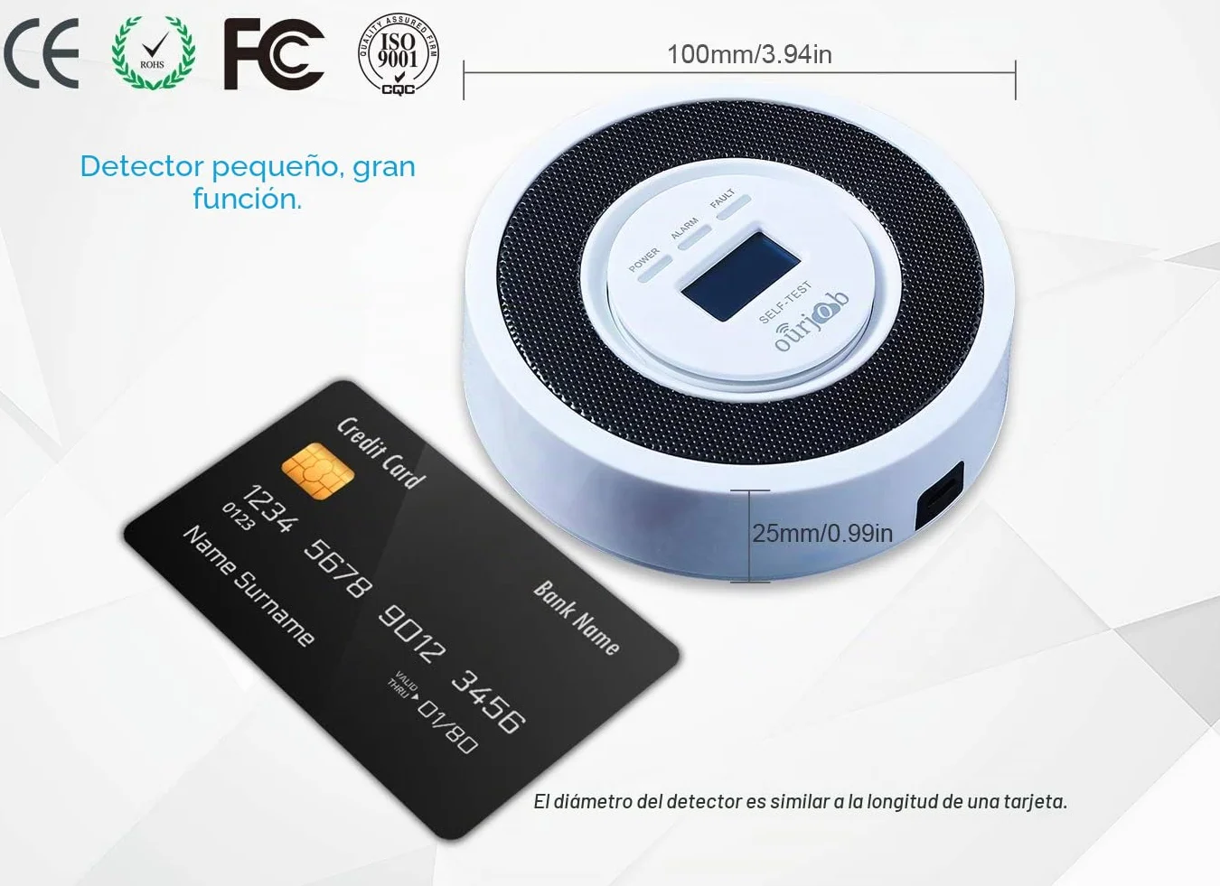 Ourjob Detector de Gas LPG/Gas Natural/Propano/Butano/Metano Alimentado por USB Alarma Fugas para Cocina