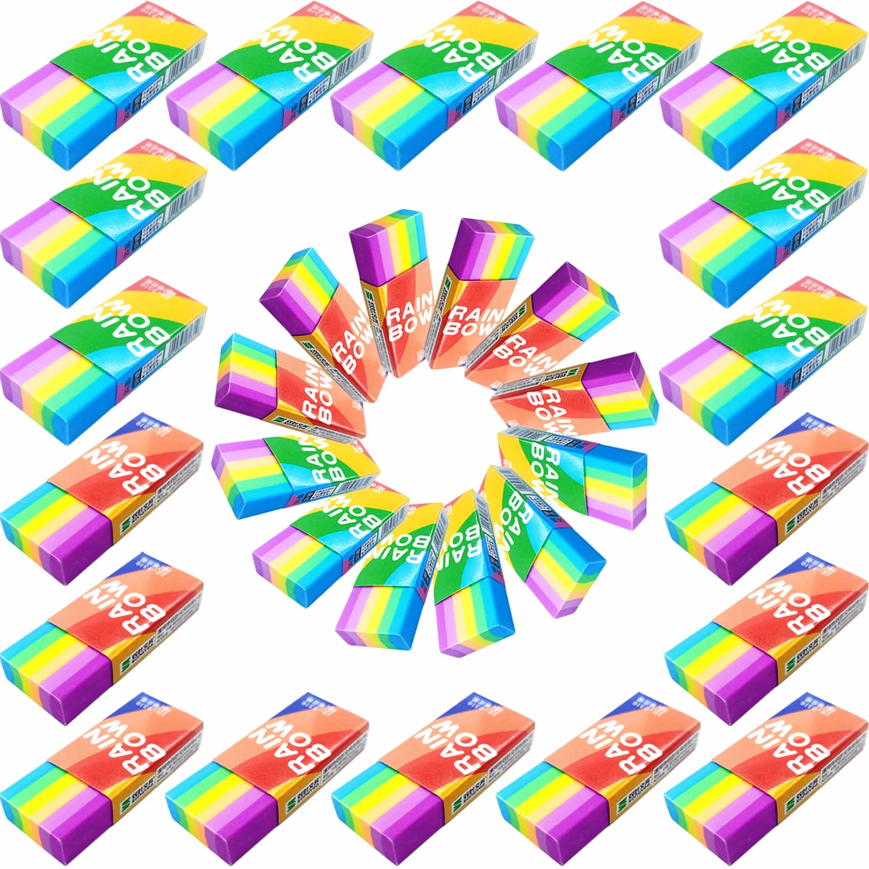 Gomas de Borrar Arco Iris 2B Erasers Suaves Originales para Estudiantes Escuela Oficina Dibujo Escritura