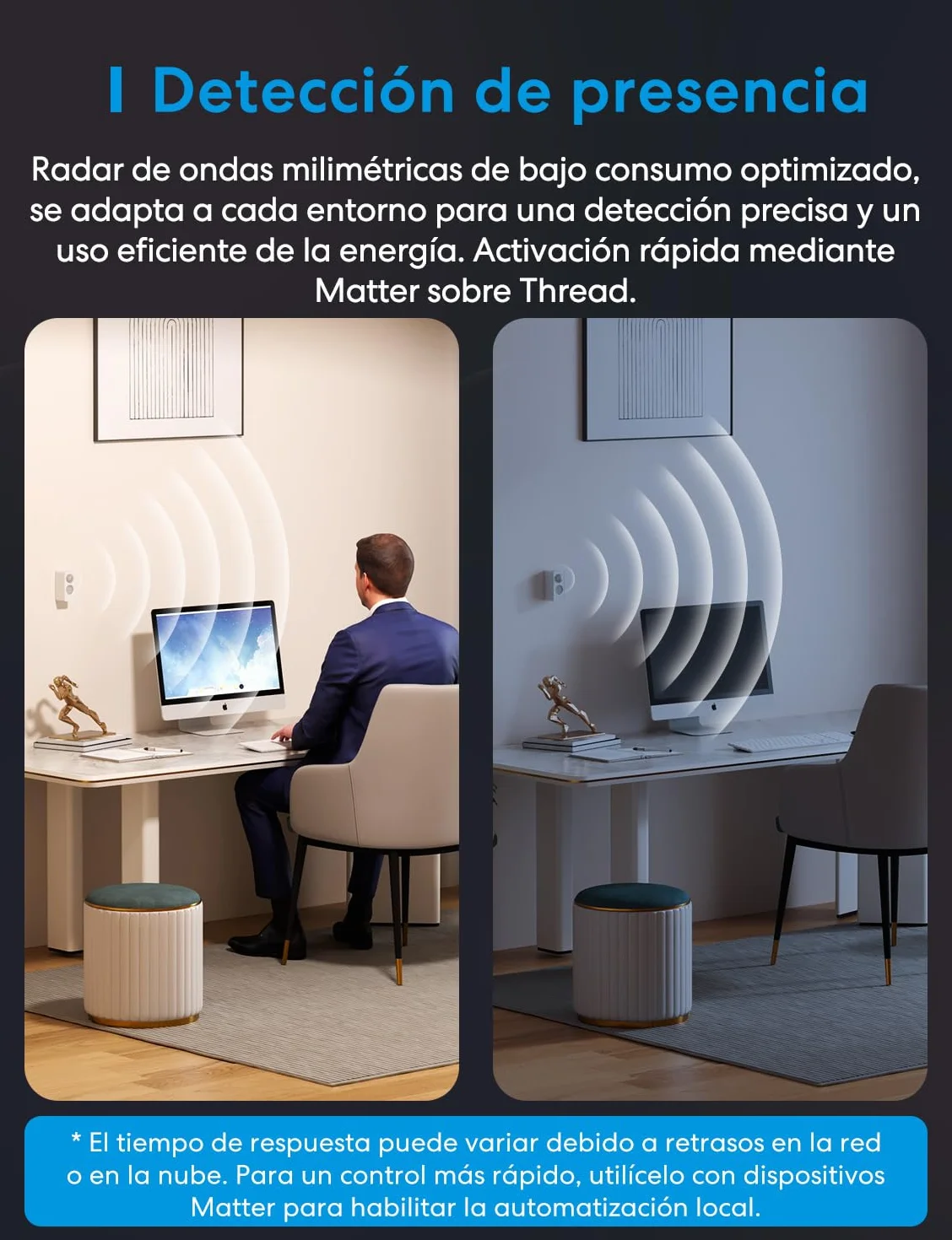 Meross Detector de Presencia Matter Over Thread, Sensor de Movimiento IP67 con Detección de 3 Zonas, Detector de Movimiento Bateria Compatible con Apple HomeKit, Alexa, Google Home