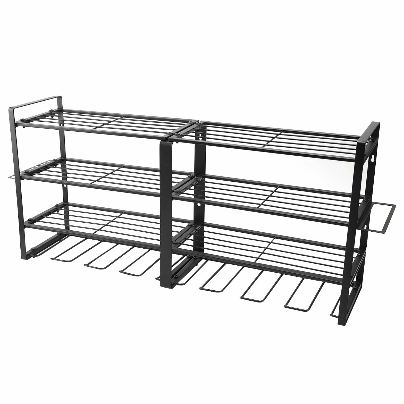 Estantería para taladro de 4 capas, organizador de herramientas de montaje en pared a ambos lados, soporte de hierro resistente con 8 perchas, para garaje