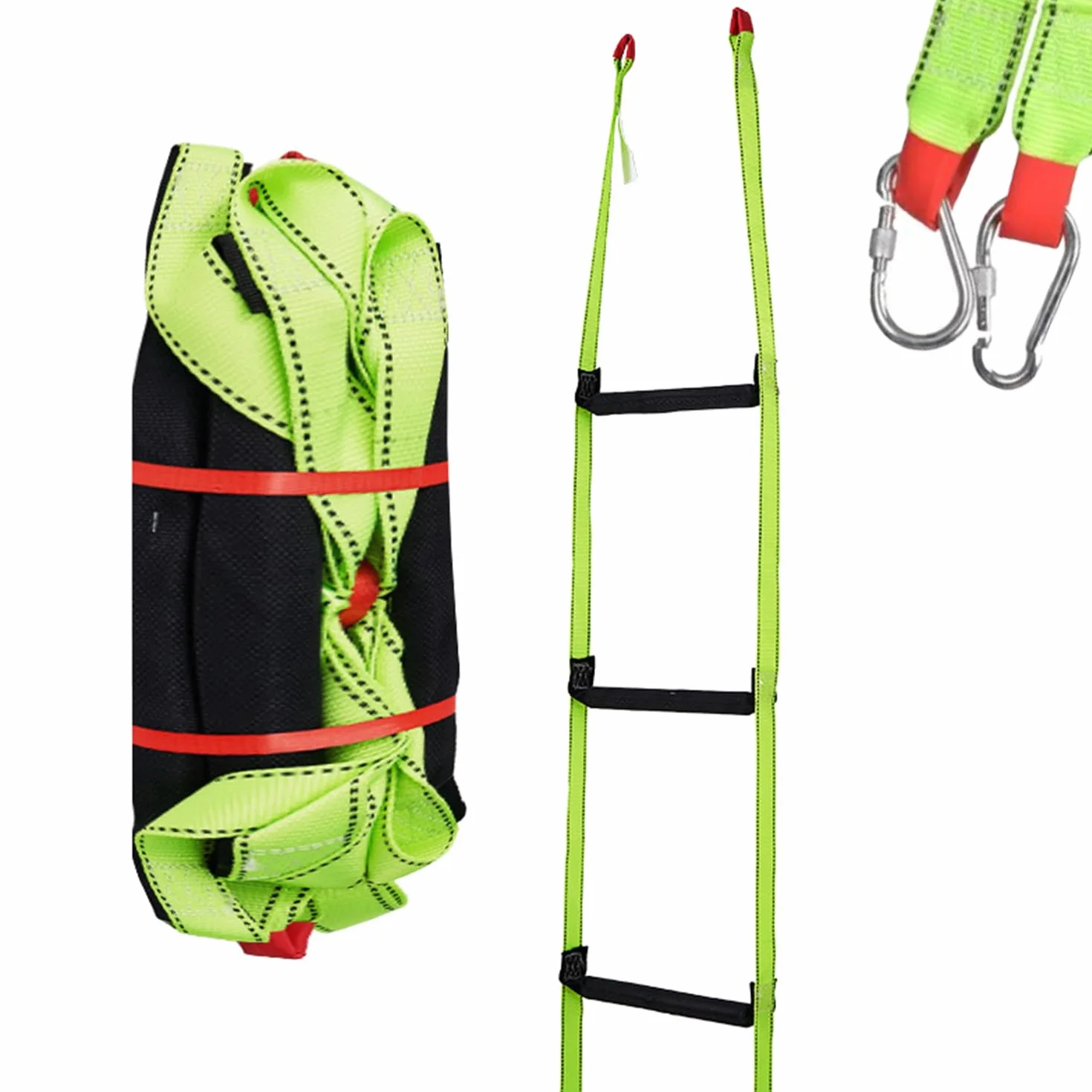 Escalera De Cuerda,8m Escalera Trenzada,Portátil para Emergencias,Adecuada para Casas De 3-5 Plantas,Balcones y Barandillas,con Una Capacidad De Carga De hasta 350 Kg(770 Libras),Verde