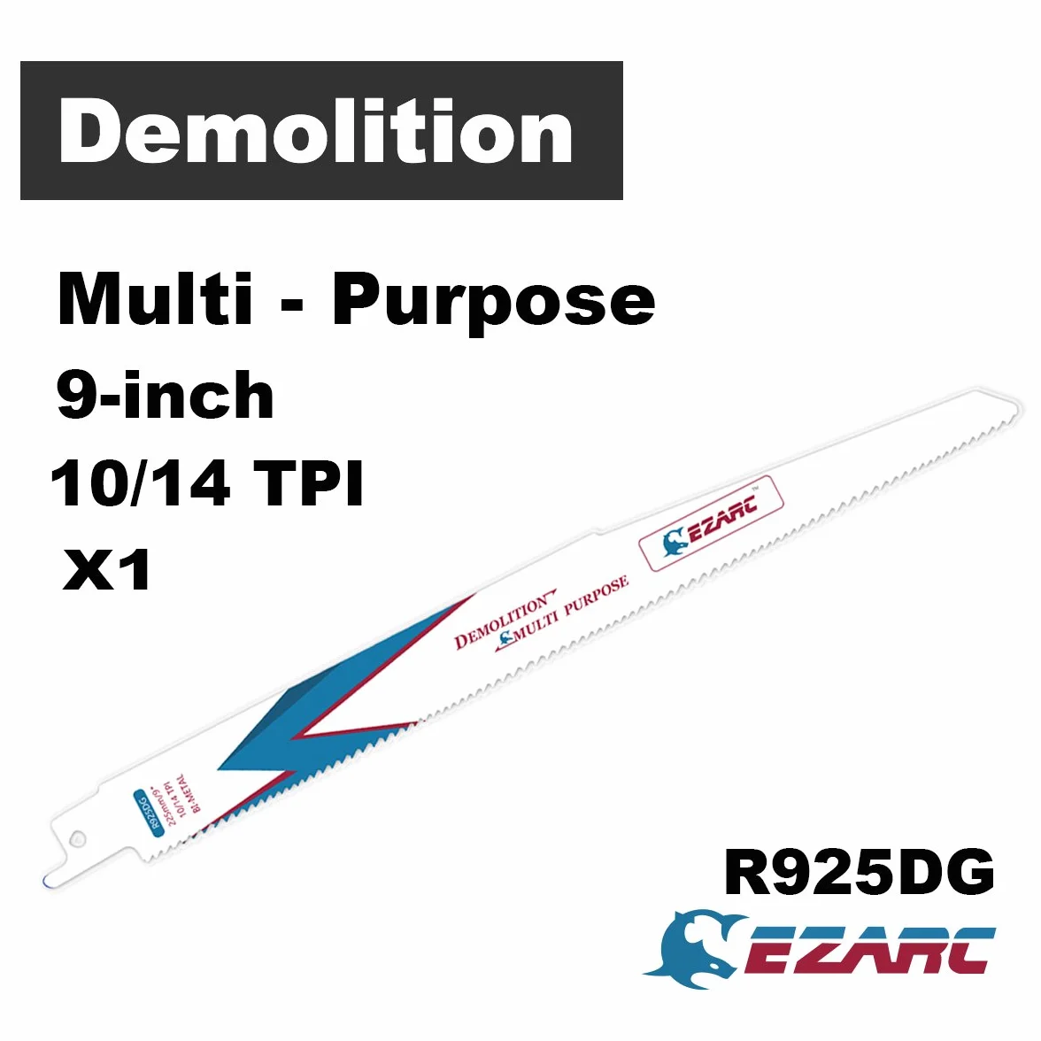 EZARC Hojas de sierra Sable R925DG para Multiusos Demolición 225mm 10/14TPI (pack de 5)
