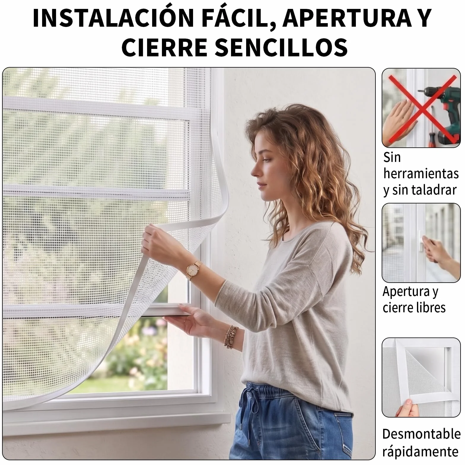 BKSAI Mosquitera Ventana para Gatos, Red Anticaída Adhesiva sin Taladrar, Malla Recortable Resistente a Arañazos, Protección Mascotas para Ventana - 130x150 CM Blanco Roto
