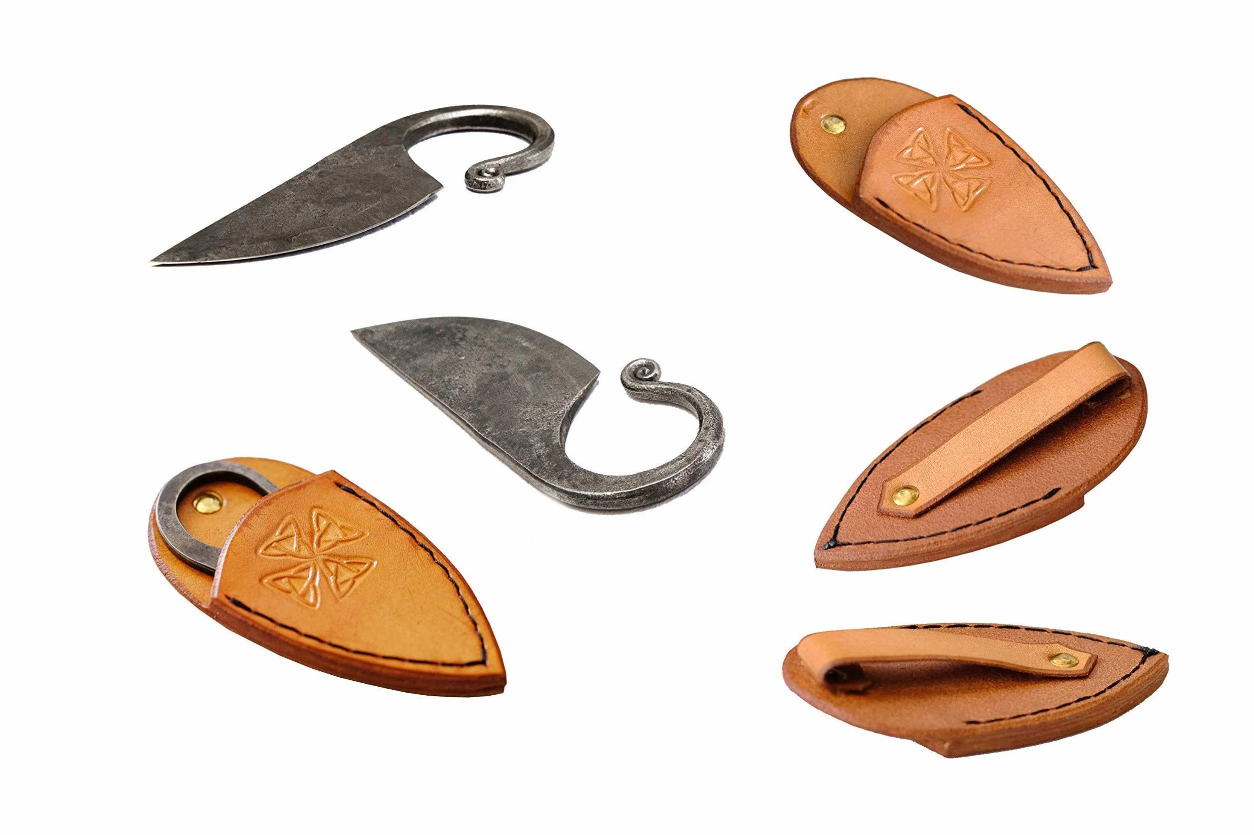 Toferner - Cuchillo de acero celta - Forjado a mano y aspecto vintage - Elegante diseño antiguo - Incluye estuche de cuero auténtico