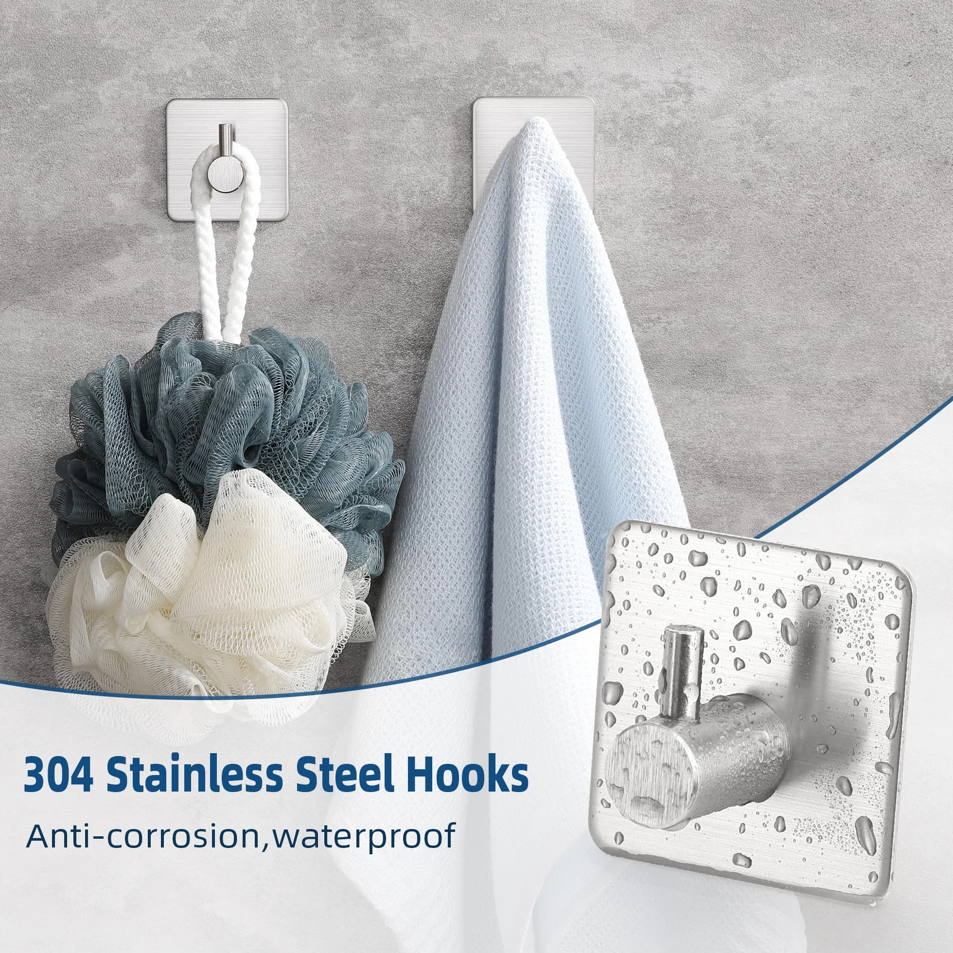 Portarrollos Papel Higienico y 2 Piezas de Ganchos Adhesivos, Portarrollos Adhesivo Baño de Pared, Portarrollos Papel Higienico Acero Inoxidable, Plata