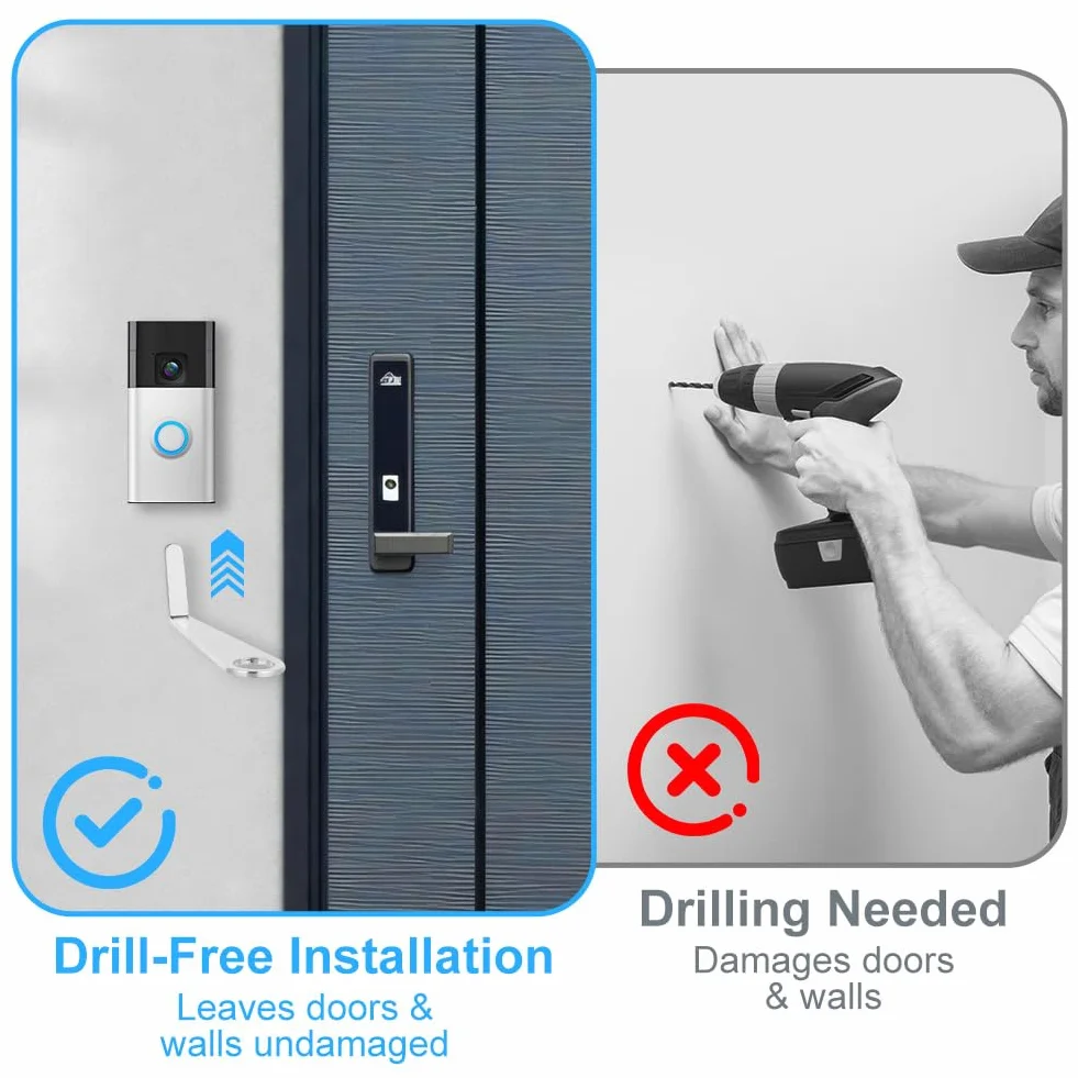 Vicloon Soporte Timbre Ring 2024, 6 Autoadhesivo Sin Taladro, para Ring Battery Video Doorbell 2024, Accesorios Ajustables