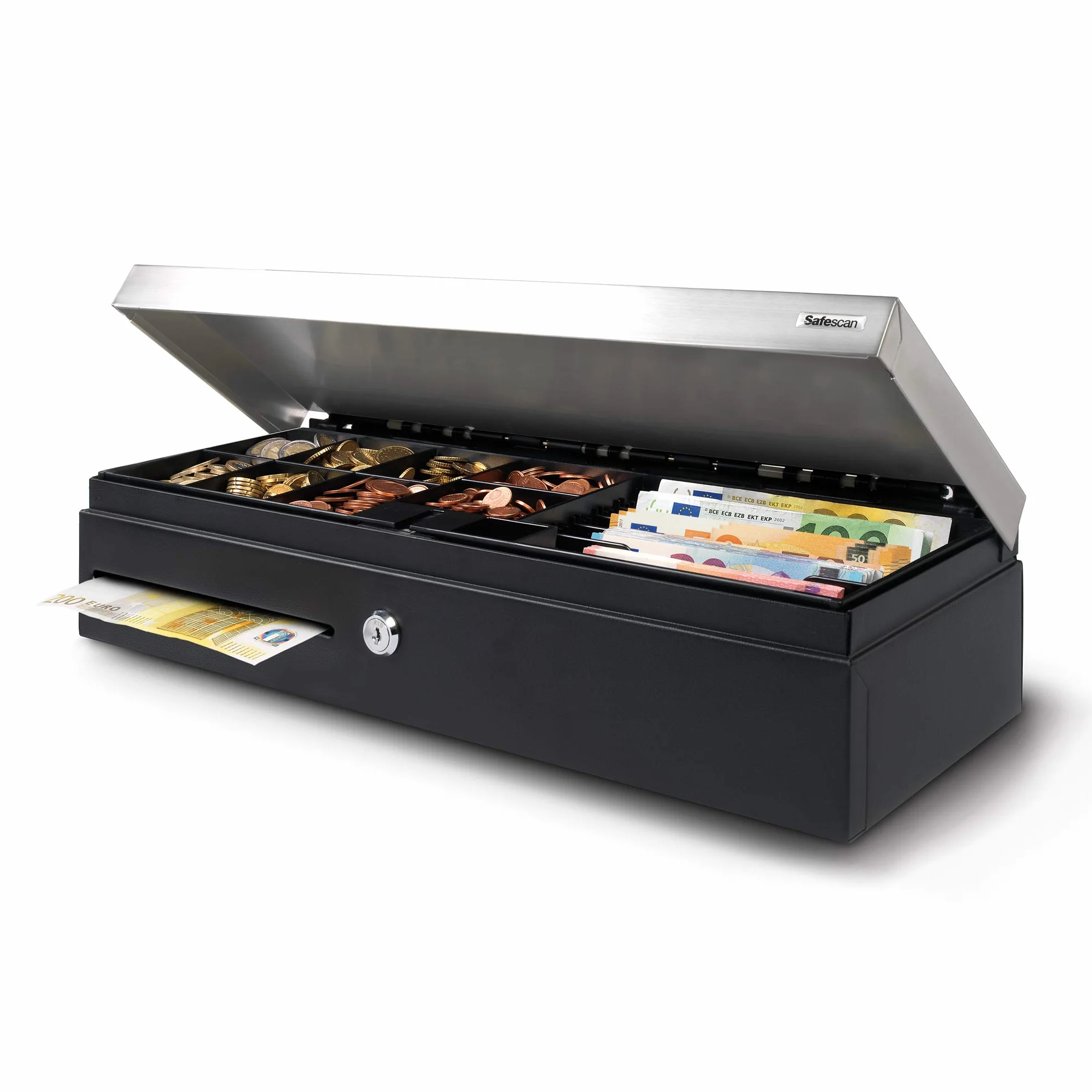 Safescan SD-4617S Cajón portamonedas vertical caja registradora 6 apartados billetes 8 monedas conexión RJ-12 46x17x10 cm