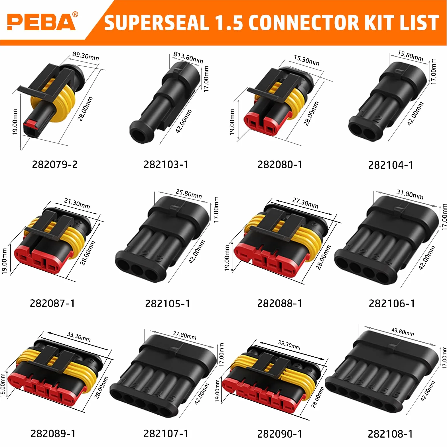 PEBA kits Enchufe de Conector Electrico Impermeable, 1/2/3/4/5/6 pin Clavija Conectores de Eléctrico de Macho y Hembra, con Herramienta de Crimpado, Conector Sellado para Automóviles, Moto, Barcos