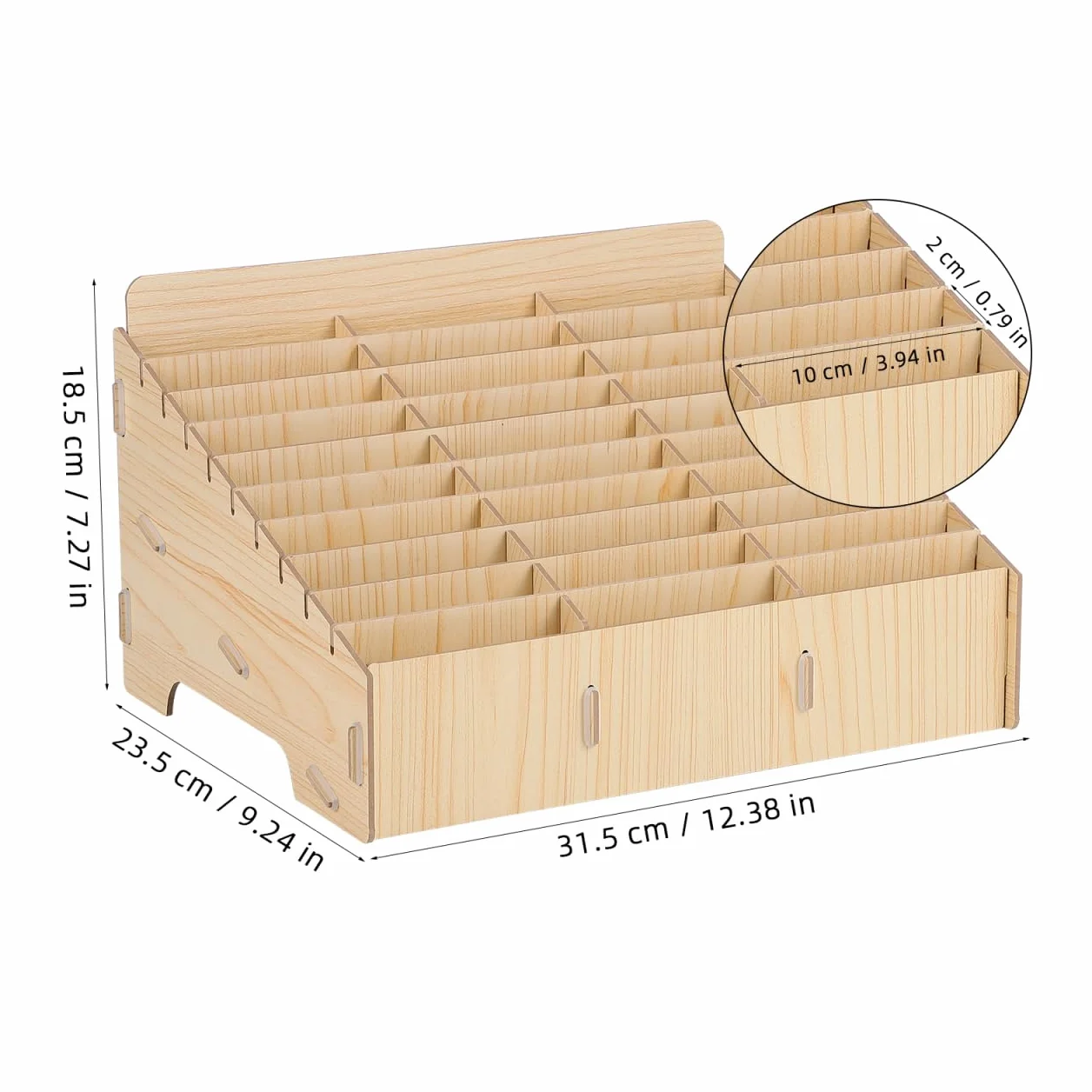 Caja de almacenamiento de madera para teléfono móvil, 30 compartimentos, organizador de mesa grande