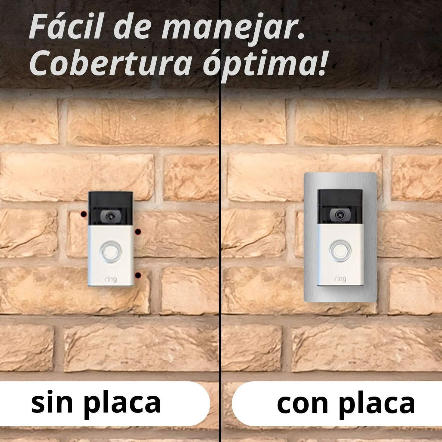 iSecur Placa Compatible con Timbre Ring Acero Inoxidable 90x160mm Timbre Video 2ª Generación 3 Plus 4 (2024)