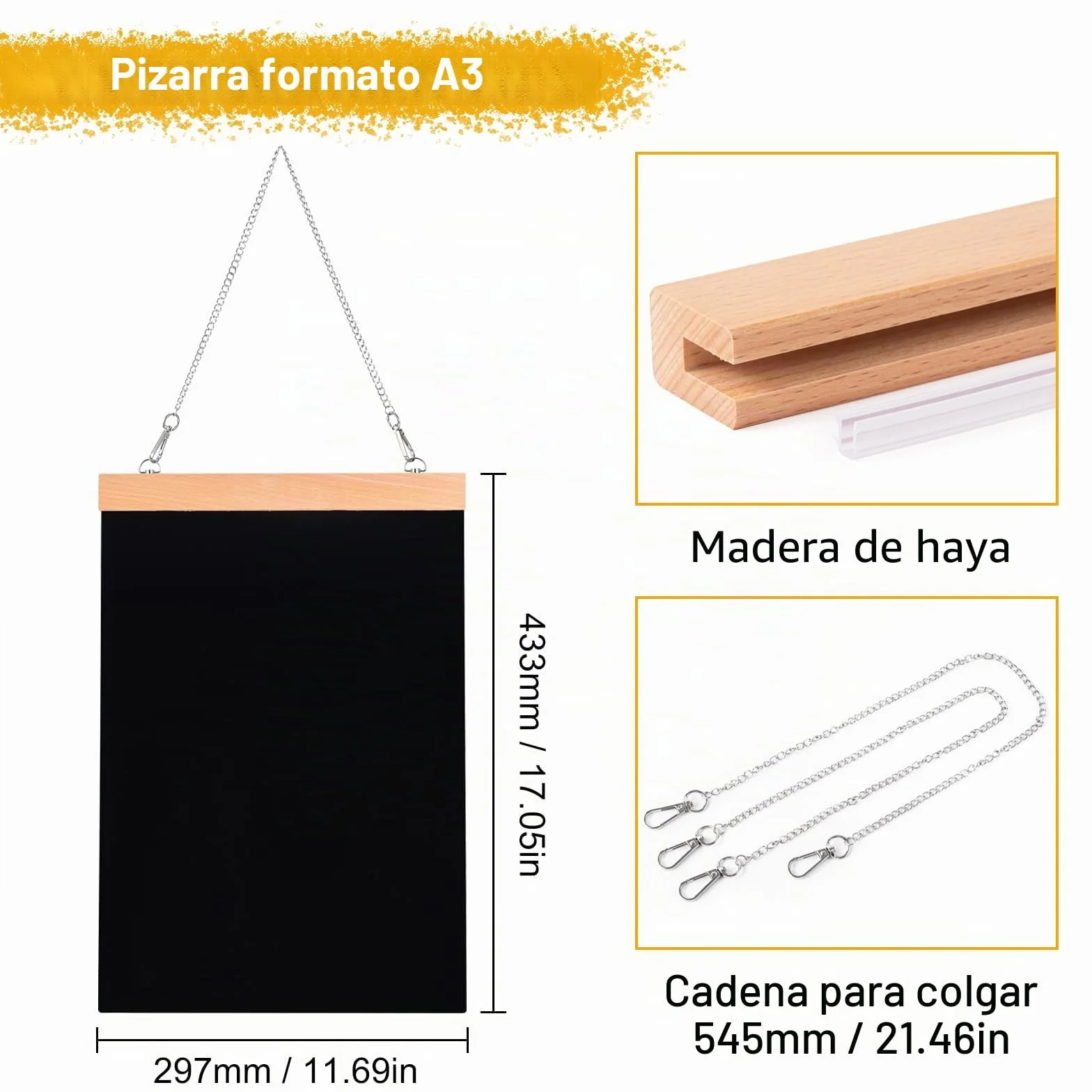 Pizarra de tiza colgante A3 Paquete de 2 para cafetería restaurante