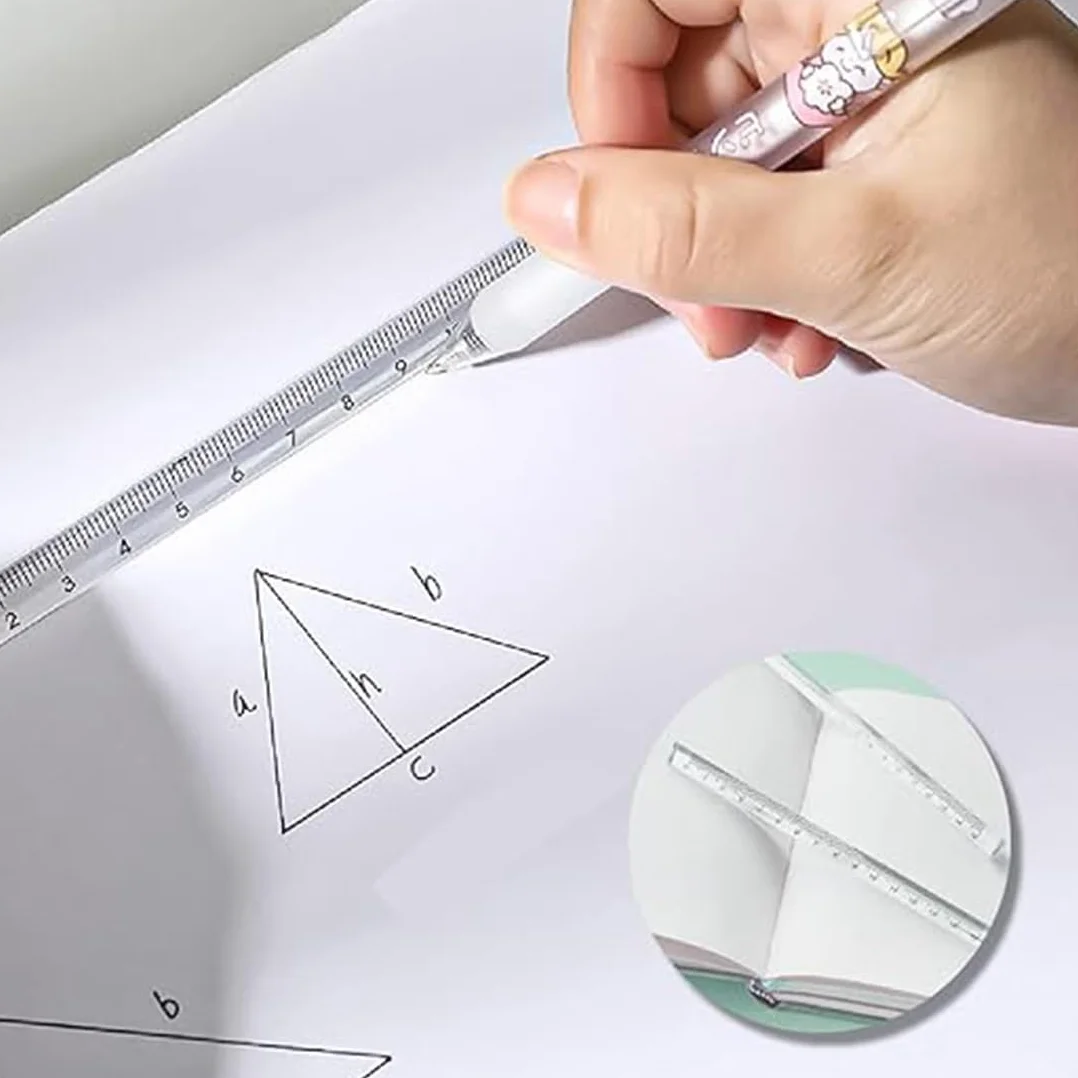 Regla triangular de plástico transparente flexible 15 cm, 2 piezas, herramienta de medición de precisión