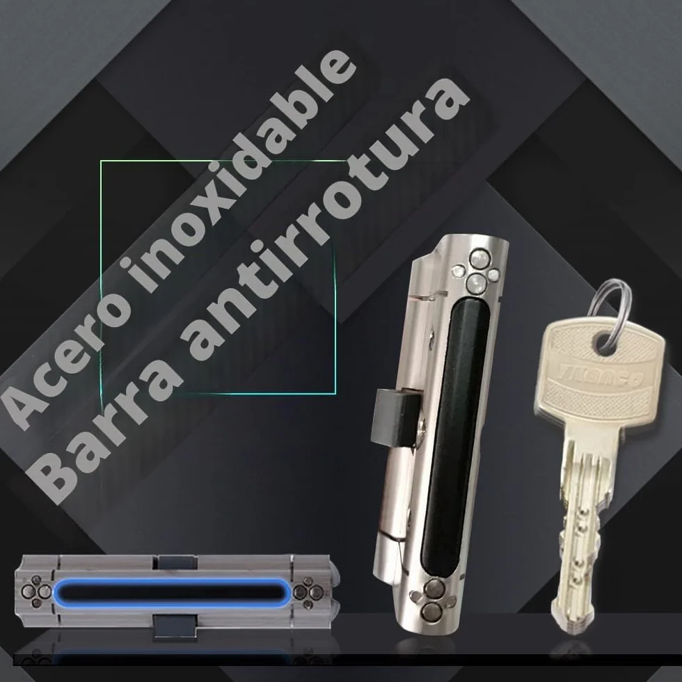 Cerradura de cilindro 30 30 mm, Anti-Ruptura Cerradura de cilindro de embutir de doble apertura, 5 llaves principales y tarjeta de código