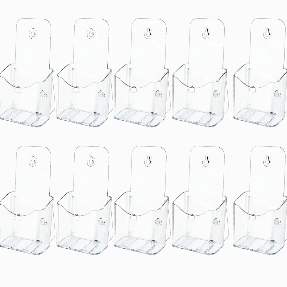 Porta Folletos de Acrílico Transparente A6 para Pared o Mesa – Soporte para Folletos, Menú, Revistas