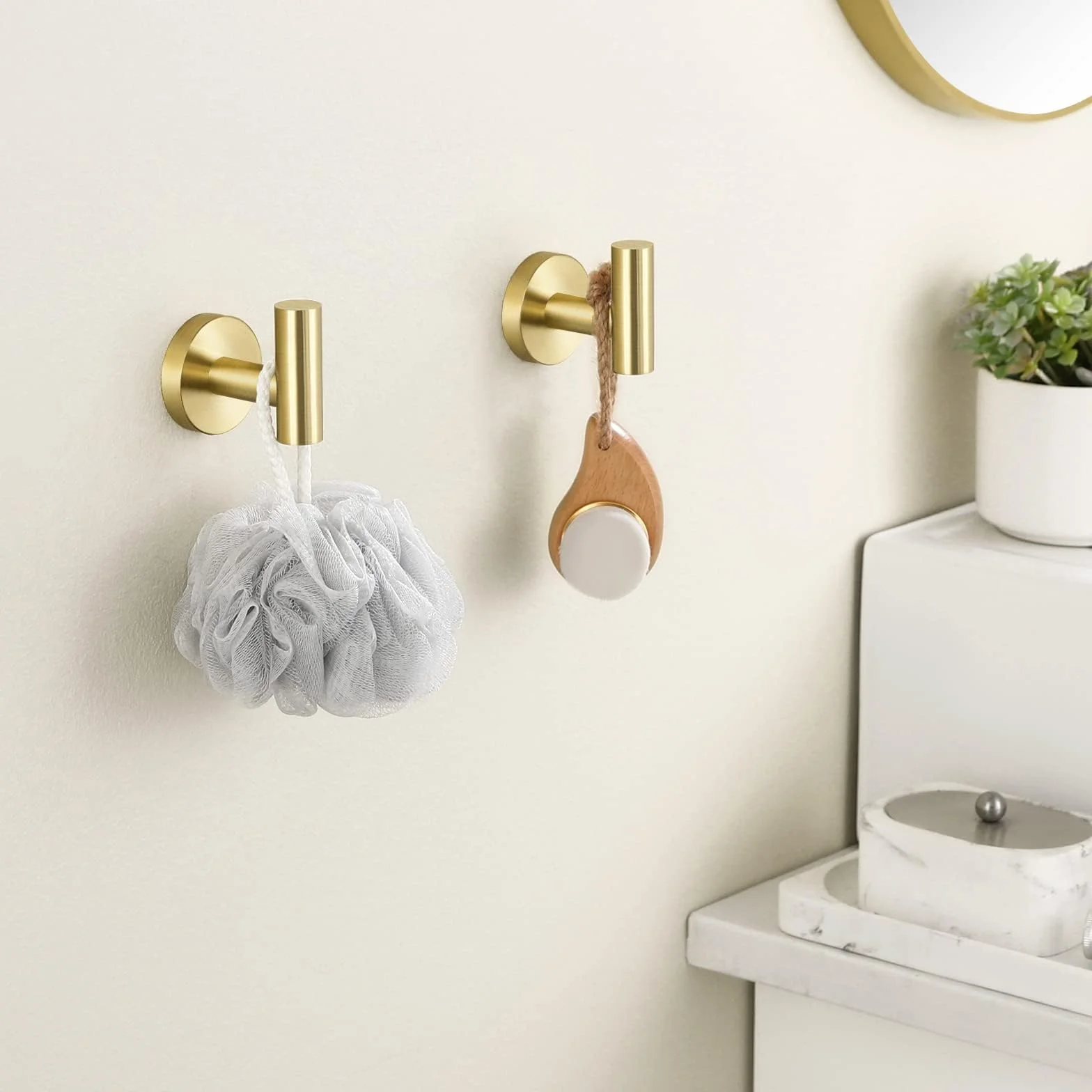 2 ganchos dorados para toallas, multifuncionales, gancho para colgar en la pared, gancho para bata para baño y cocina, acero inoxidable SUS304
