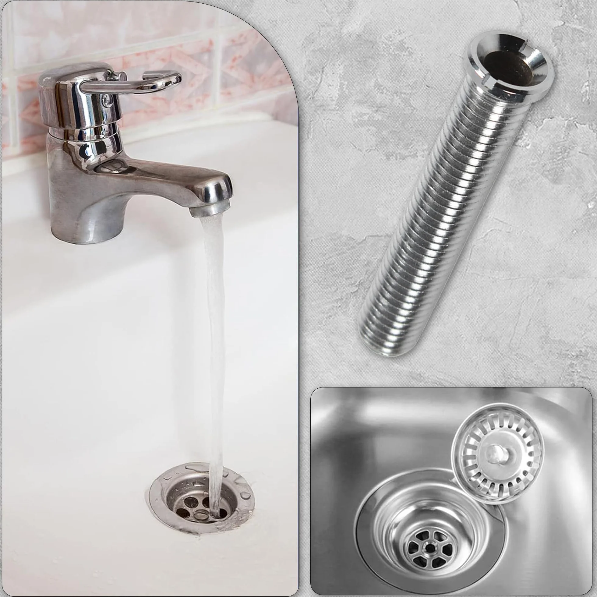 ANBOO M12 x 70 mm Fregadero de Cocina, Tornillo Hueco para Fregadero, Tornillo Hueco de Latón para Válvulas de Cesta de Colador, Tapón de Colador, Cocina (Plata)