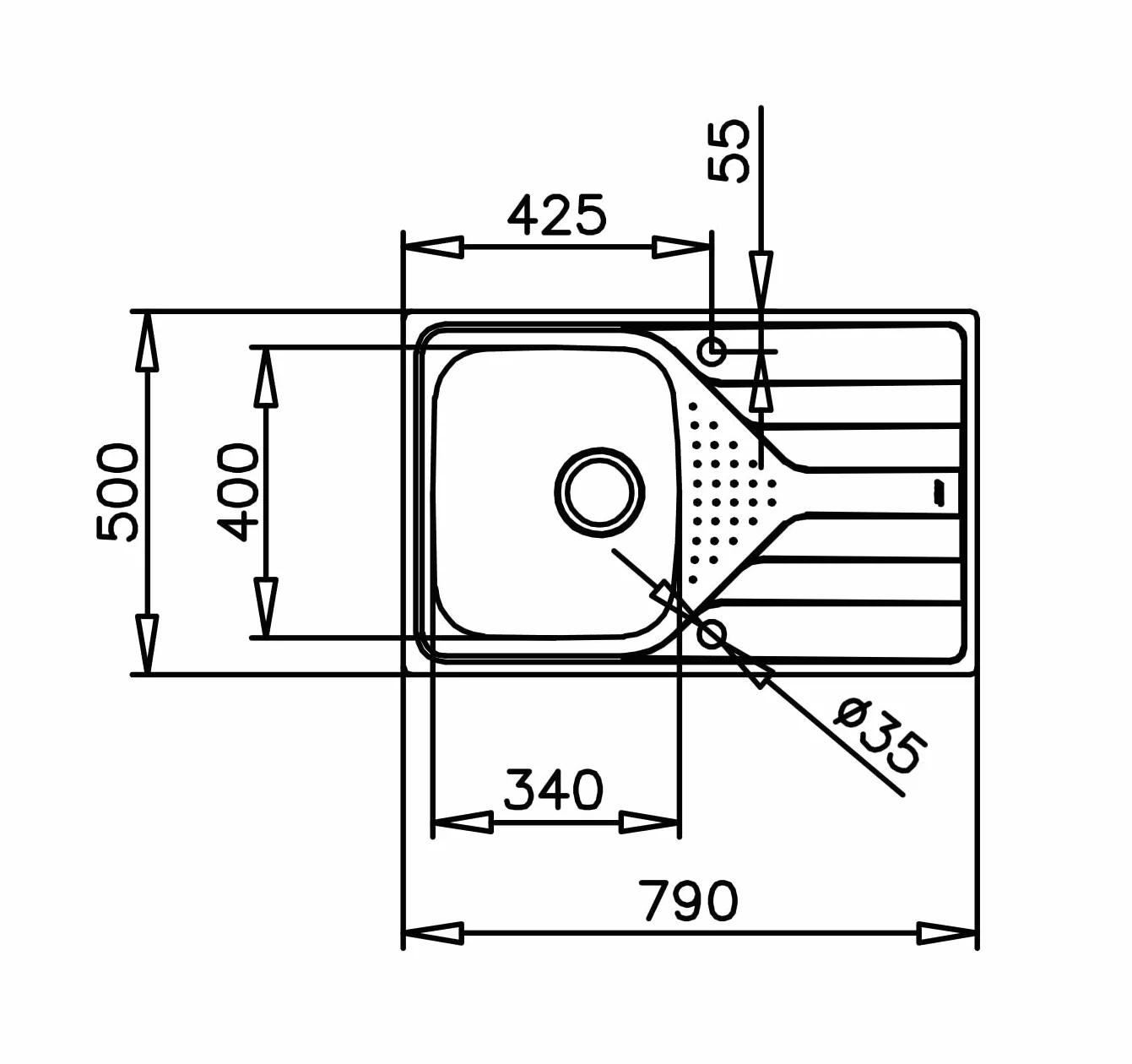 TEKA Fregadero Encastrado 1 Cubeta con Escurridor, Acero Inoxidable, Profundidad 170mm, Para Mueble 45cm, Desagüe Manual, Universe 45 T-XP 1C 1E