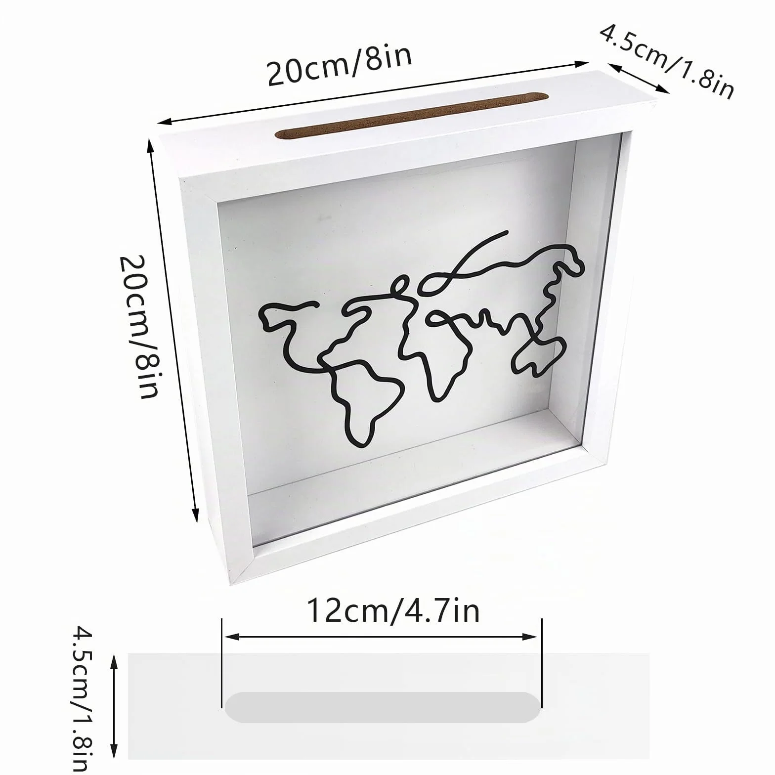 Shadow Box Frame 20x20cm Adventure Archive Box Wooden Memory Box Blanco