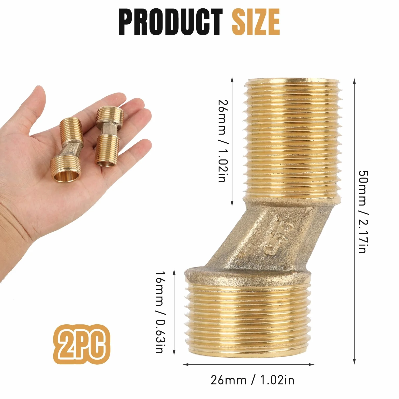 Conectores en S para Grifos de Pared 3/4" x 1/2" Latón 12,5 mm Juego de 2