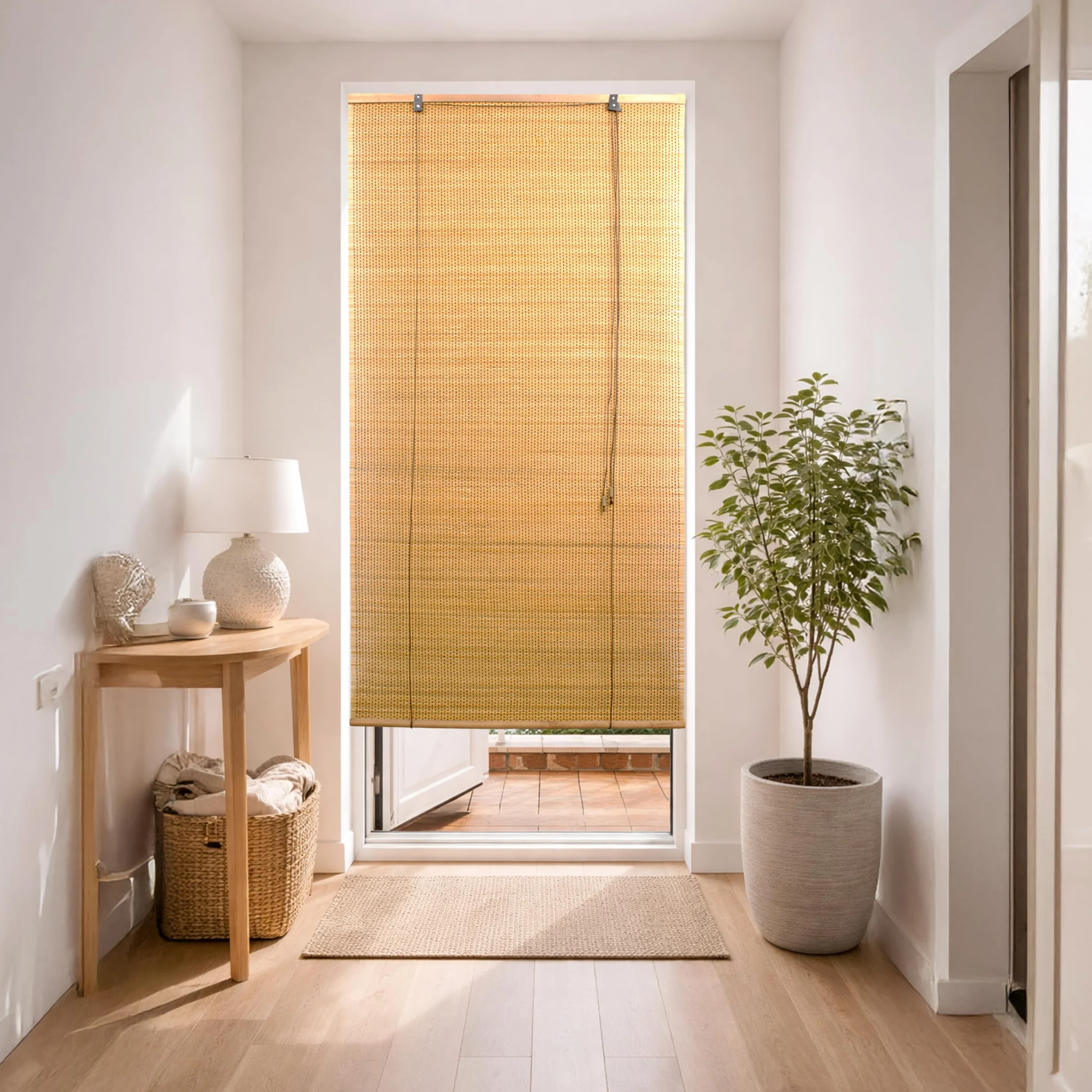 BESCH Persiana Enrollable de Bambú Natural 150x200 cm Estor Rústico Ajustable con Cuerda Cortina para Ventana Protección Luz Privacidad Fácil Instalación Interior Exterior