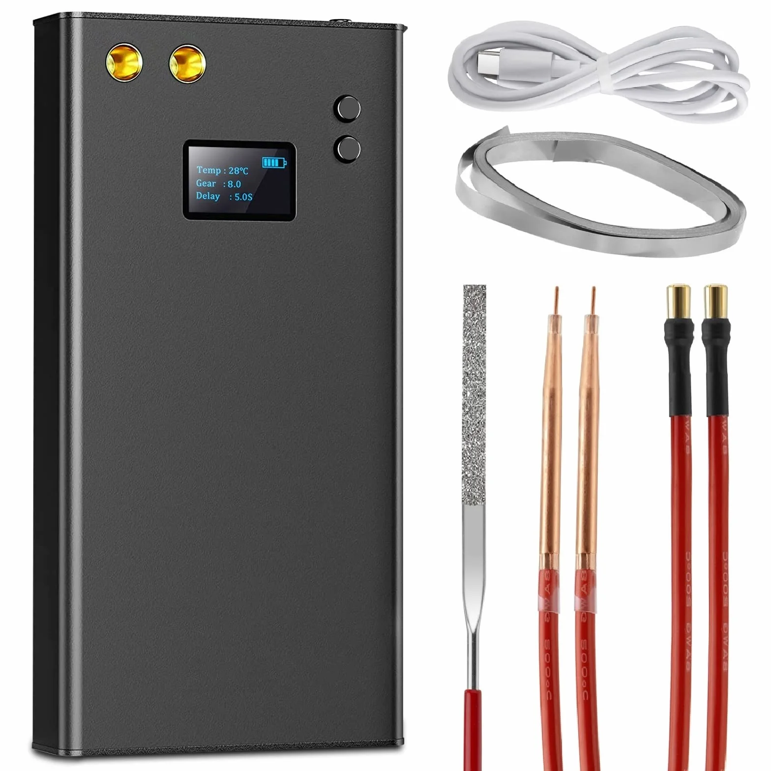 Soldador por Puntos Soldadora por Puntos para Baterías de 11000mAh, 80 Velocidades con Conector Tipo C para Pantalla LCD, Tira de Niquel y Cable de Carga USB (11000mAh)