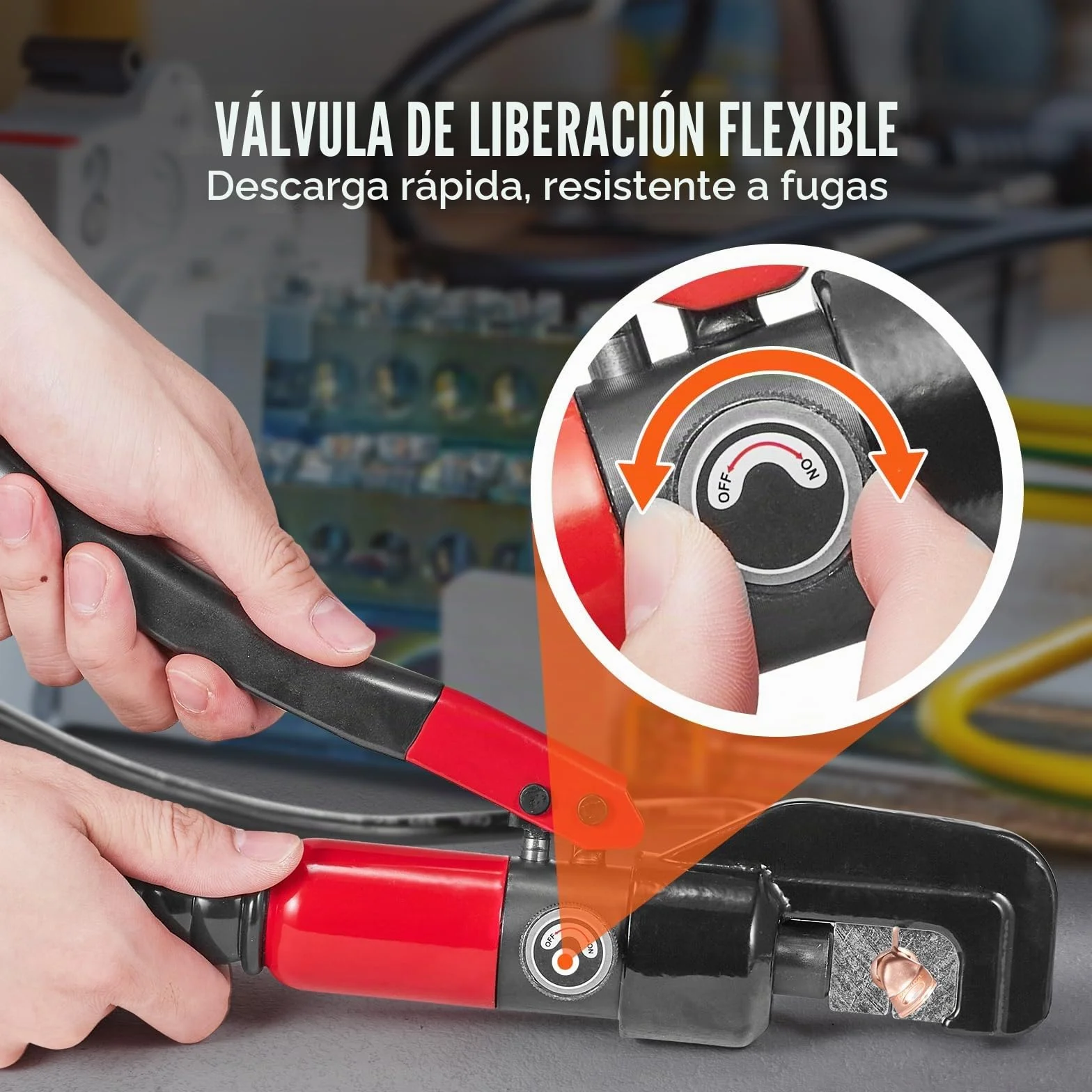 VEVOR Alicates de Corte 4-70 mm² Herramienta de Corte Hidráulico Aluminio y Cobre Cable de Batería AWG12-2/0 con Cortador de Cable Par de Guantes 50 Conectores Anillo de Cobre para Electricistas