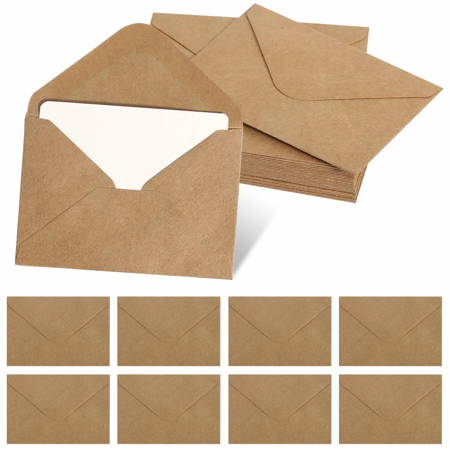 Sobres de Papel Kraft, 50 Mini Sobres y 50 Tarjetas en Blanco Sobres de Papel Kraft Vintage Marrón, Sobres Pequeños Home Deco Sobres para Regalos de Dinero Tarjetas de Agradecimiento Invitación