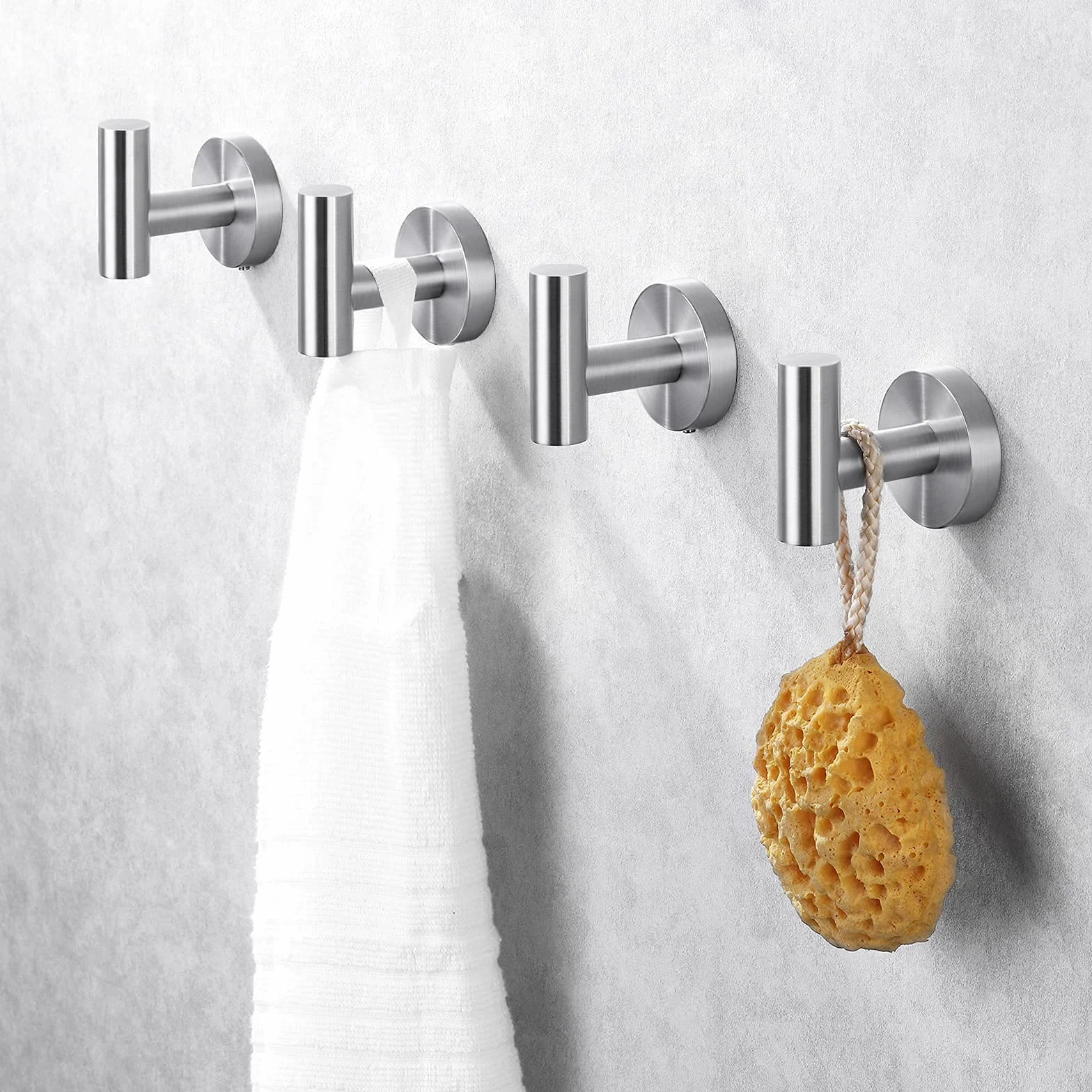 KES Ganchos para Pared Perchas Toalla Acero Inoxidable, Colgador Toalla para Baño y Cocina Cepillado 4 Pieza, A2164DG-2-P4
