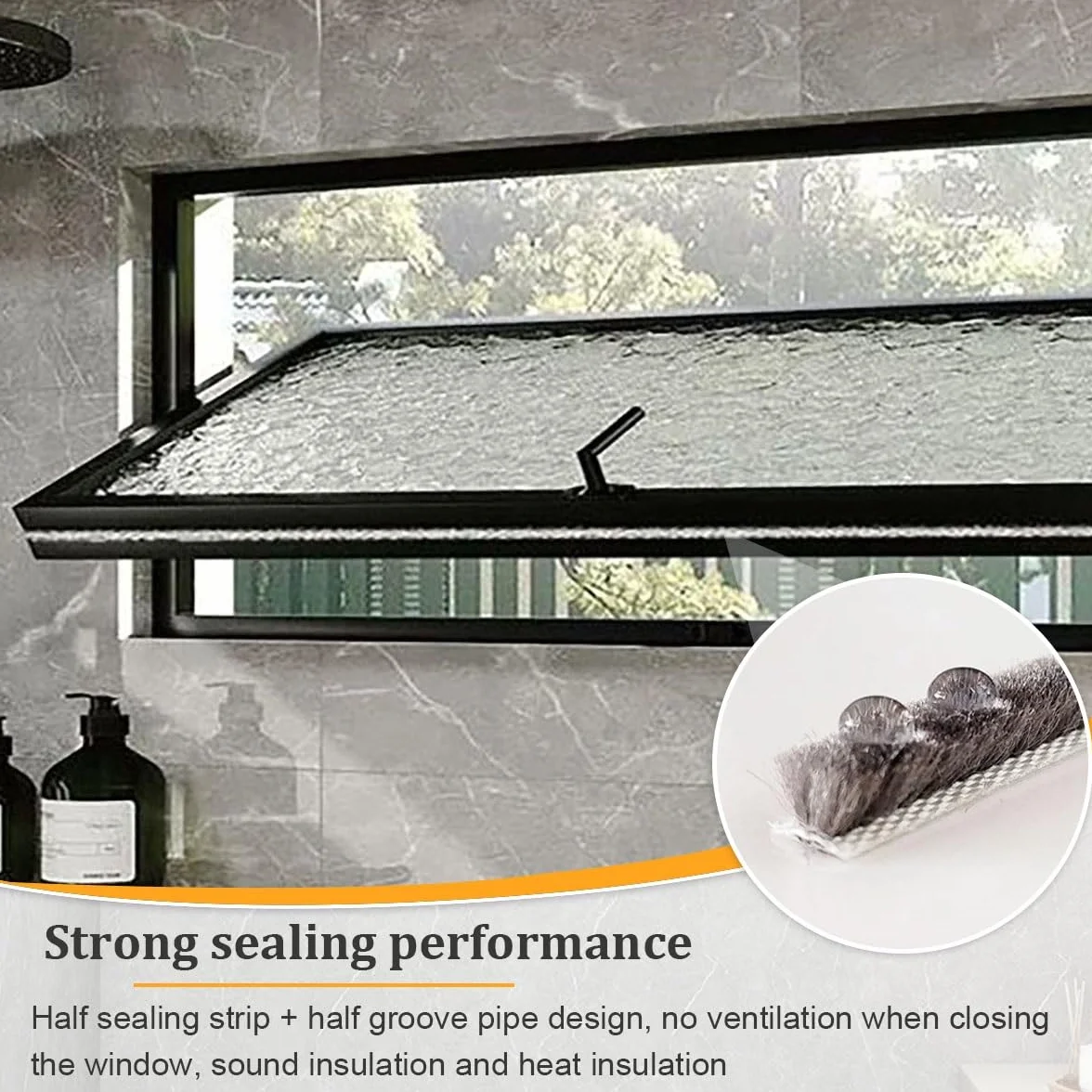 Ventana de vidrio templado giratoria de 360°, ventana de servicio corrediza vertical de aluminio con manija y cerradura, ventana de ventilación metálica empotrada para baño y cocina(White,WxH 60x30cm/