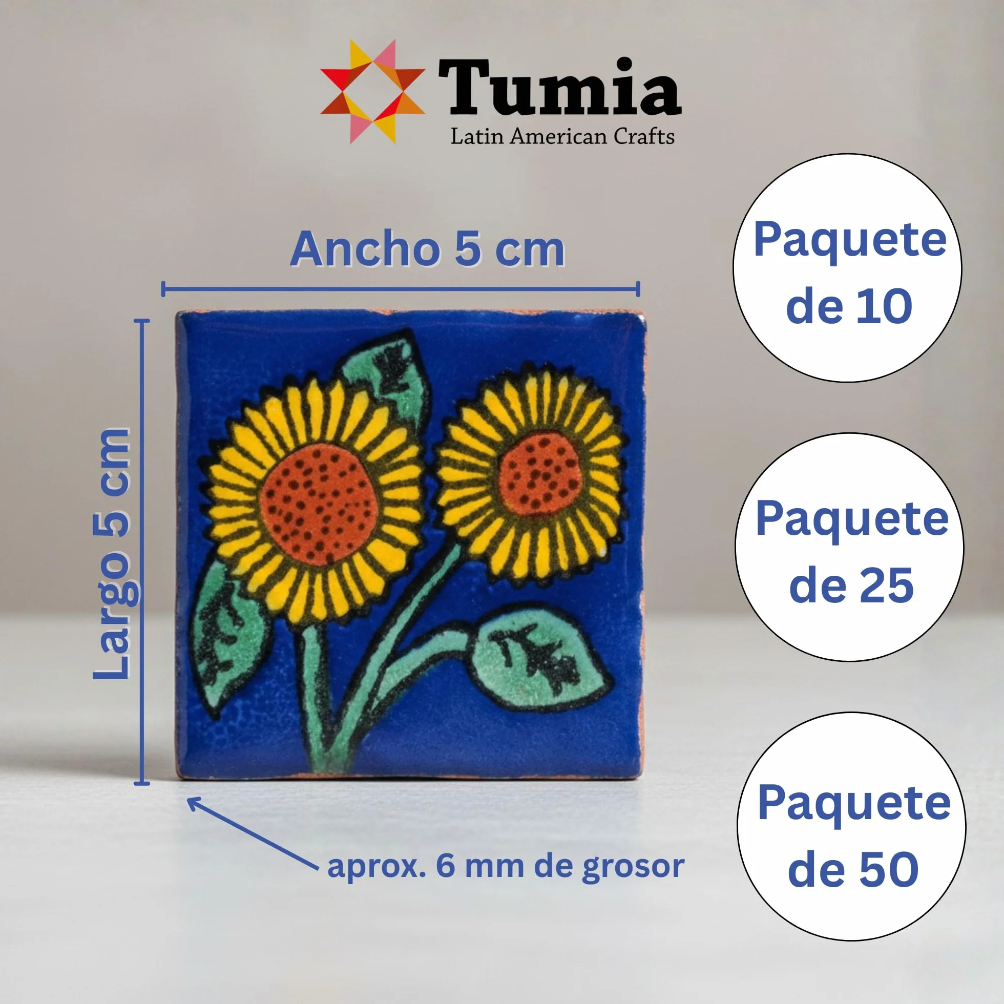 Tumia LAC Azulejos Mexicanos Artesanales de Talavera de 5cm