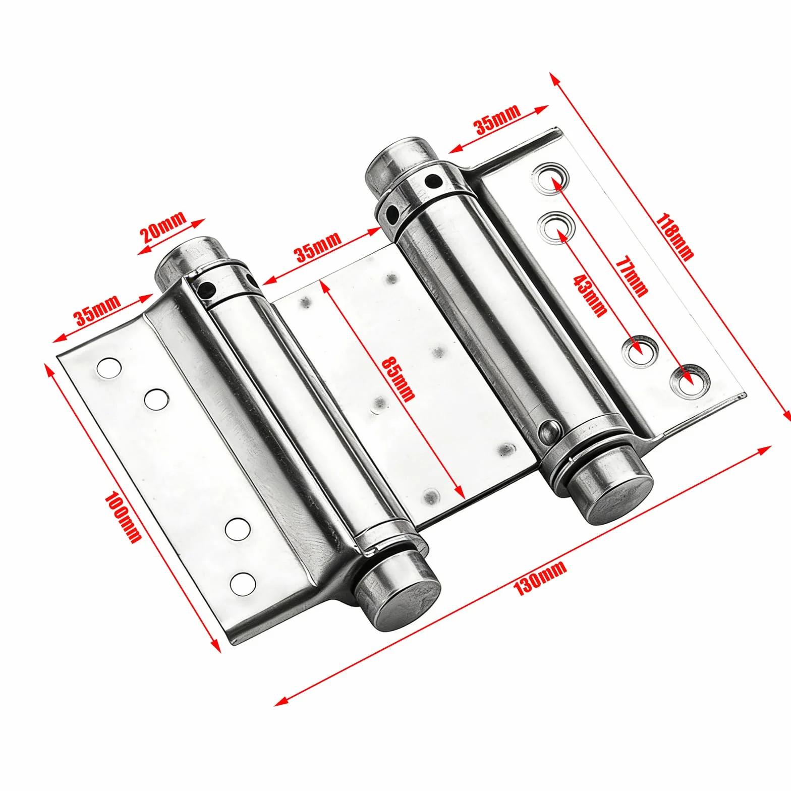 4" 100mm Bisagras de Acero Inoxidable de Doble Acción, para Puertas Batientes Dobles para Puertas Internas y Externas de Cocina de Salón(4 PCS Plata)