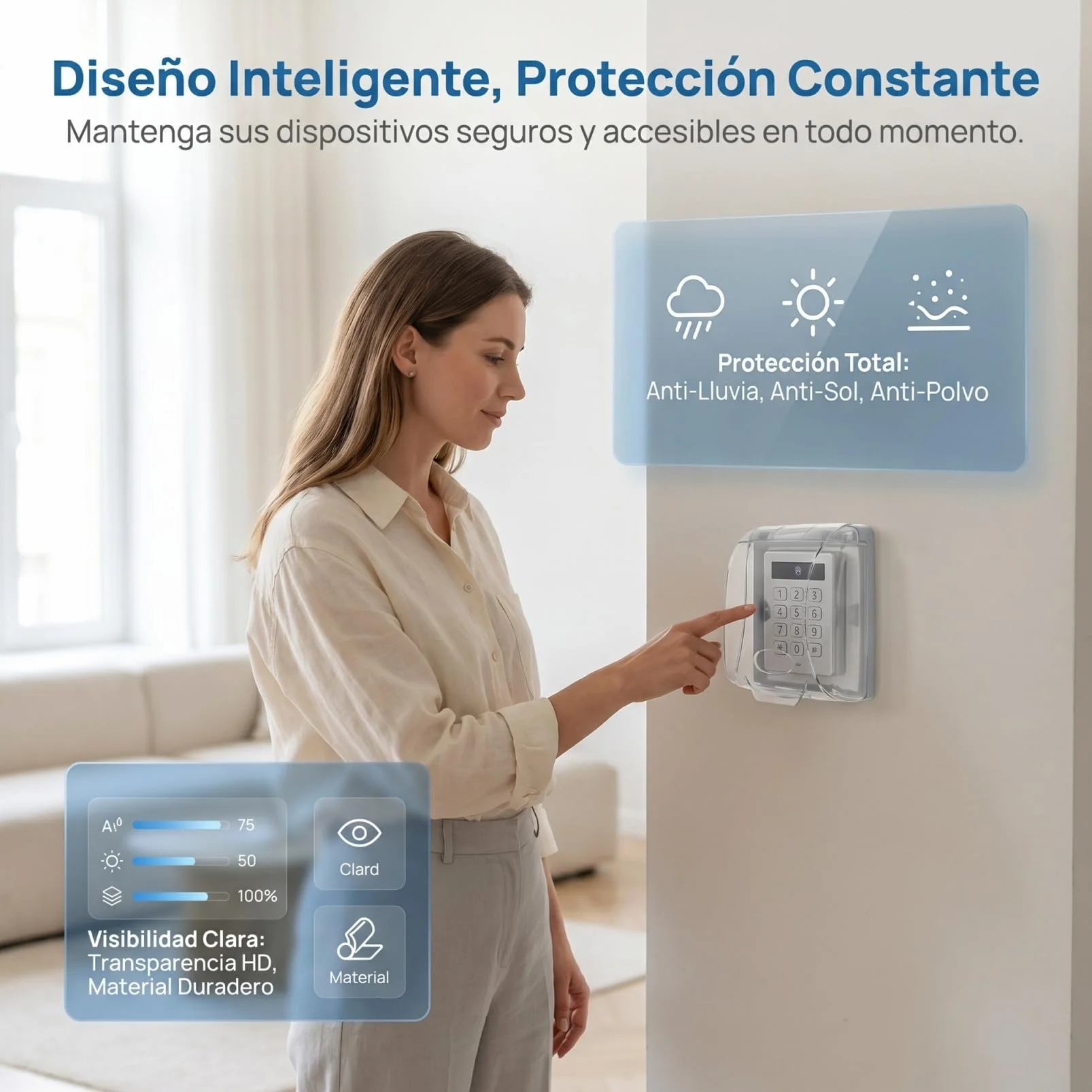 HOMSFOU Cubierta Transparente para Timbre Exterior, Resistente a la Lluvia, Compatible con Controles de Acceso