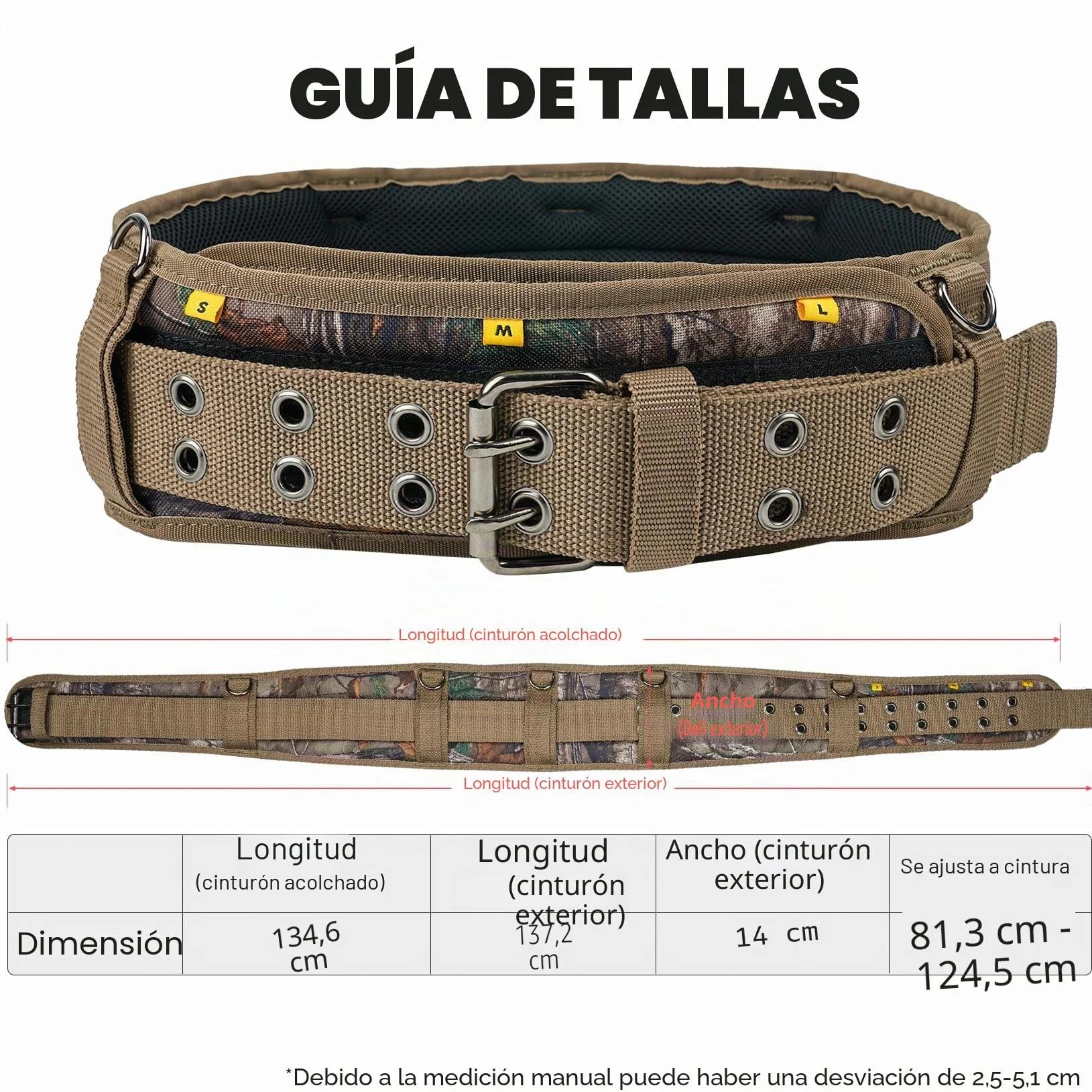 MELOTOUGH - Cinturón de herramientas con camuflaje y tirantes Bolso de herramientas con camuflaje y tirantes Combinación de peine, delantal, cinturón de herramientas, bolsa de herramientas para