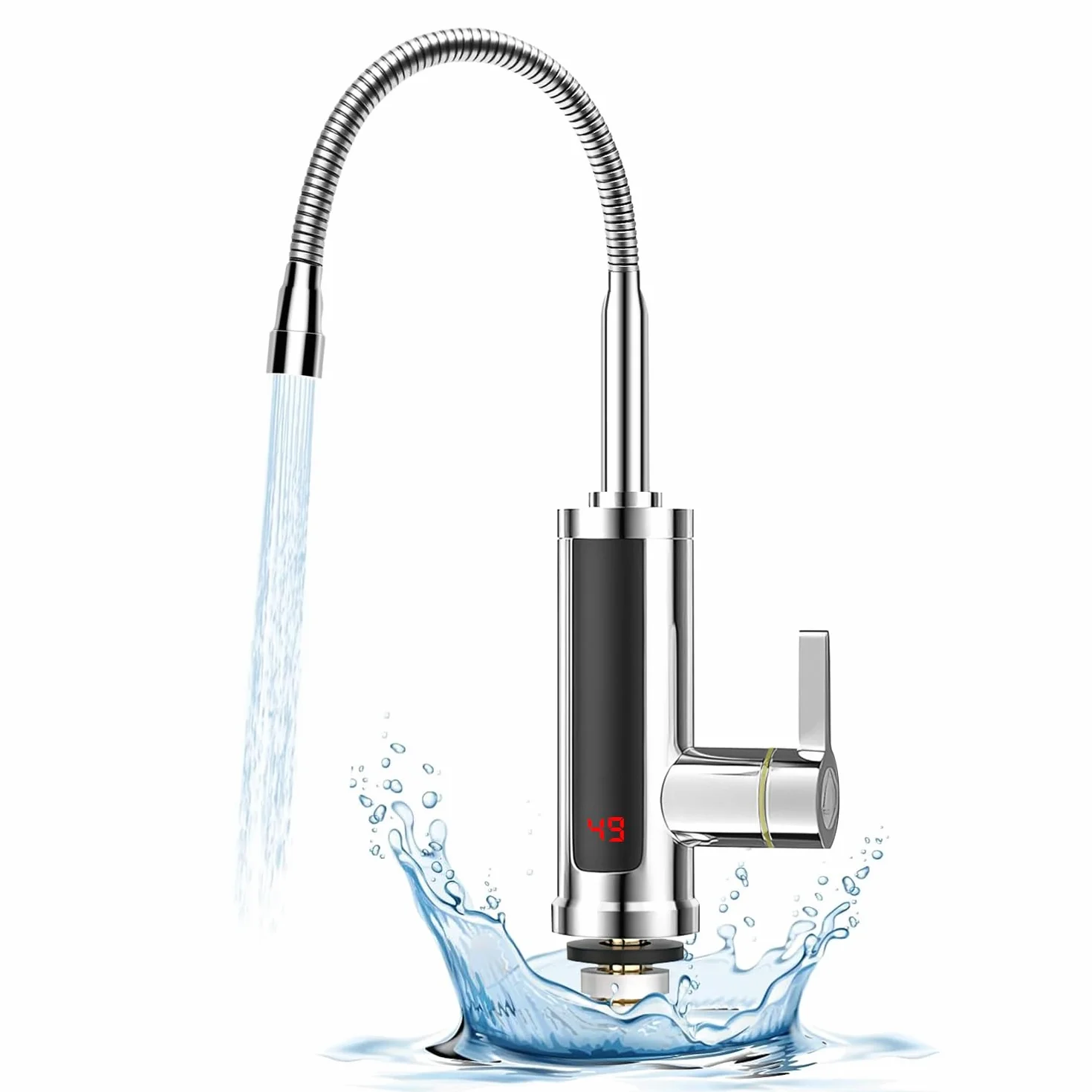 Grifo con Calentador de Agua Instantaneo, Grifo Eléctrico con Calentador de Agua Instantáneo, Grifo Calentador de Agua Instantáneo LED Giratorio 360°, Grifo Eléctrico 220V 3000W