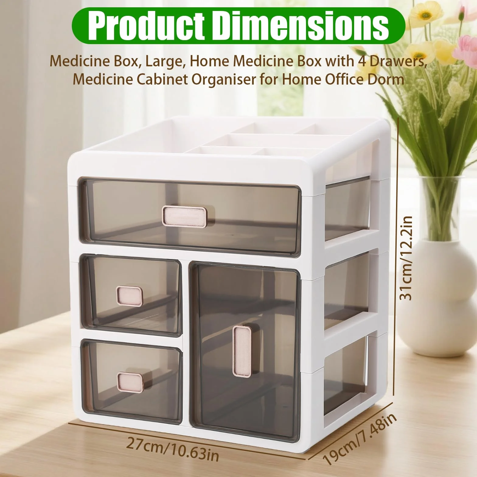 Caja de almacenamiento de medicamentos 4 niveles para hogar