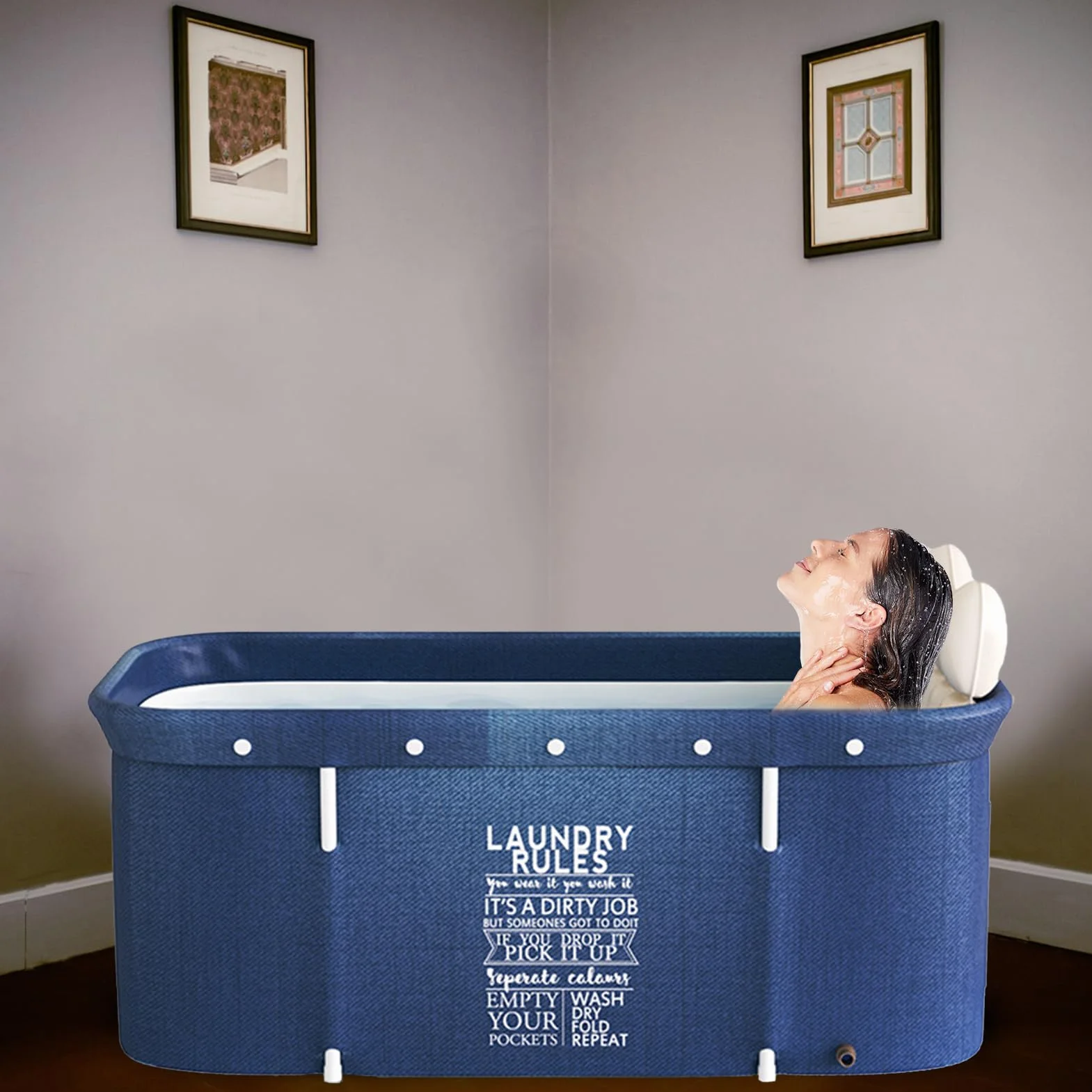 Bañera plegable Bañera de pie empapada Bañera portátil Bañera móvil Bañera plegable Barril Baño Spa Bañera, 120 x 50 cm para interior y exterior (Estilo 2)