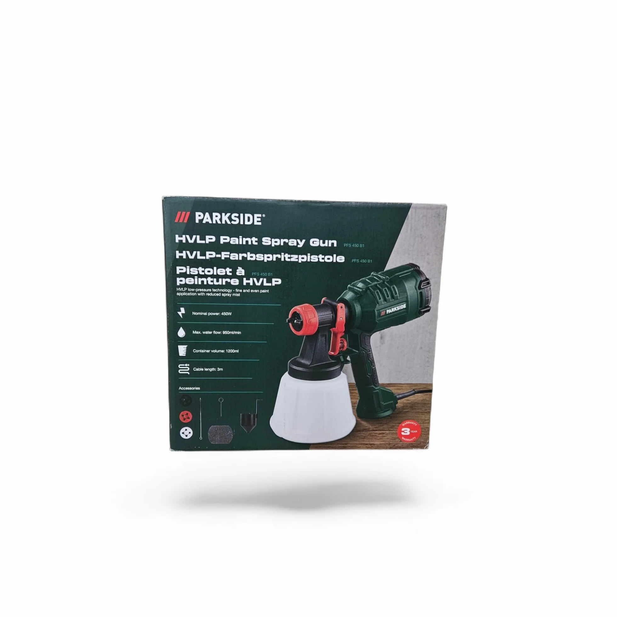 Park Side Pistola de Pintura HVLP PFS 450 - Rociador Eléctrico Proyectos Pared Techo Madera Metal