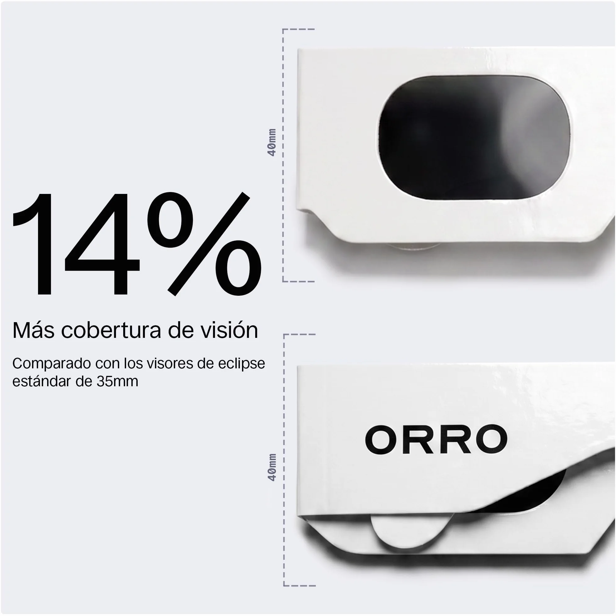 ORRO Gafas para Eclipse Solar de 40 mm, Pack de 2/6/12, Blancas, Protección Ocular Certificada, Ensayadas según EN ISO 12312-2:2015, Marcado CE para Observación Directa del Sol - Ajuste Moderno