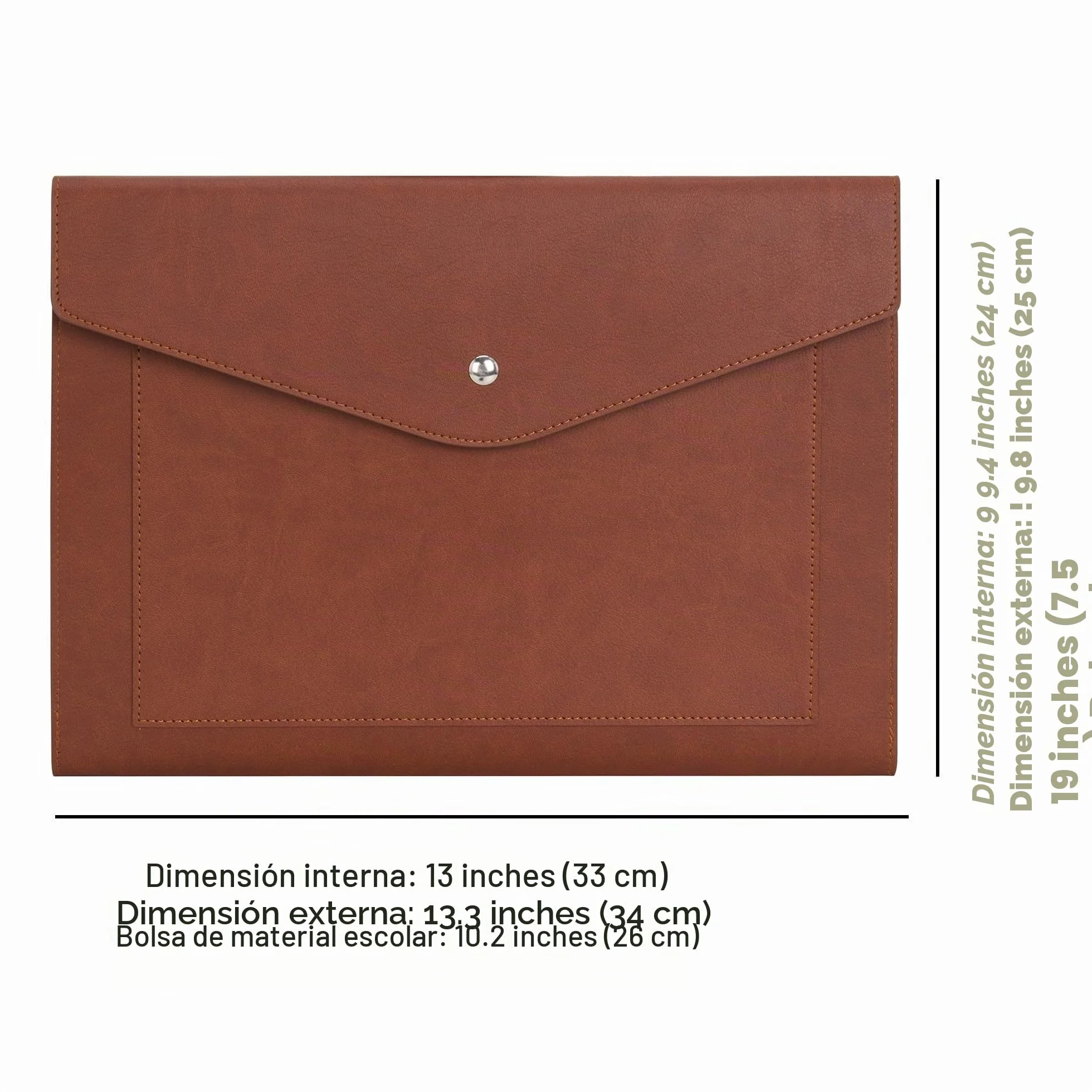Wason A4 PU Cuero Sobre Estuche para Documentos Archivo, Tamaño Grande, Marrón Oscuro