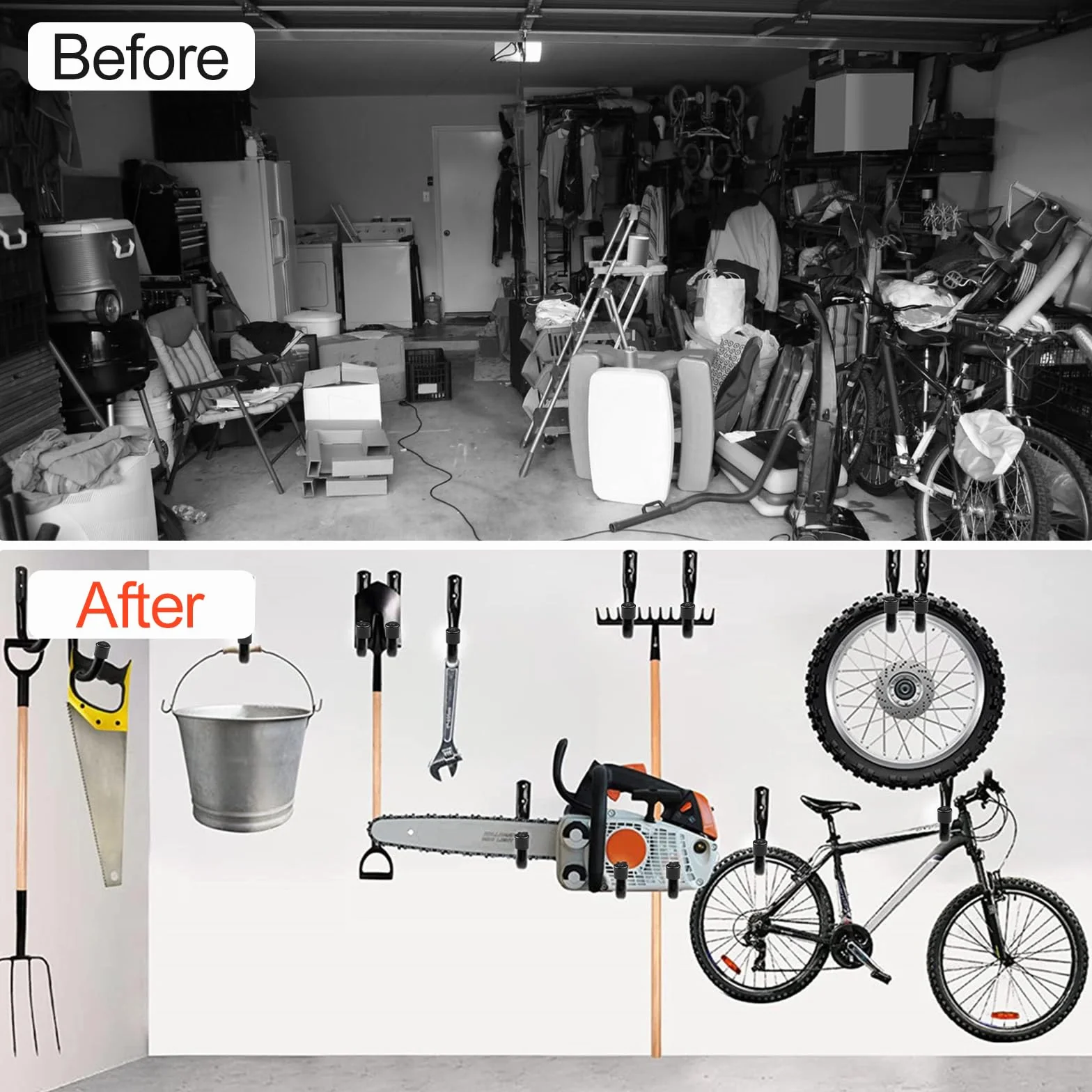 Newpop 6 Piezas Ganchos Para Colgar, Gancho pared de Garaje Resistentes, Colgador Bicicleta Pared de Acero Revestimiento Antideslizante para Herramientas Eléctricas Escaleras Negro 11.5cm x 9cm