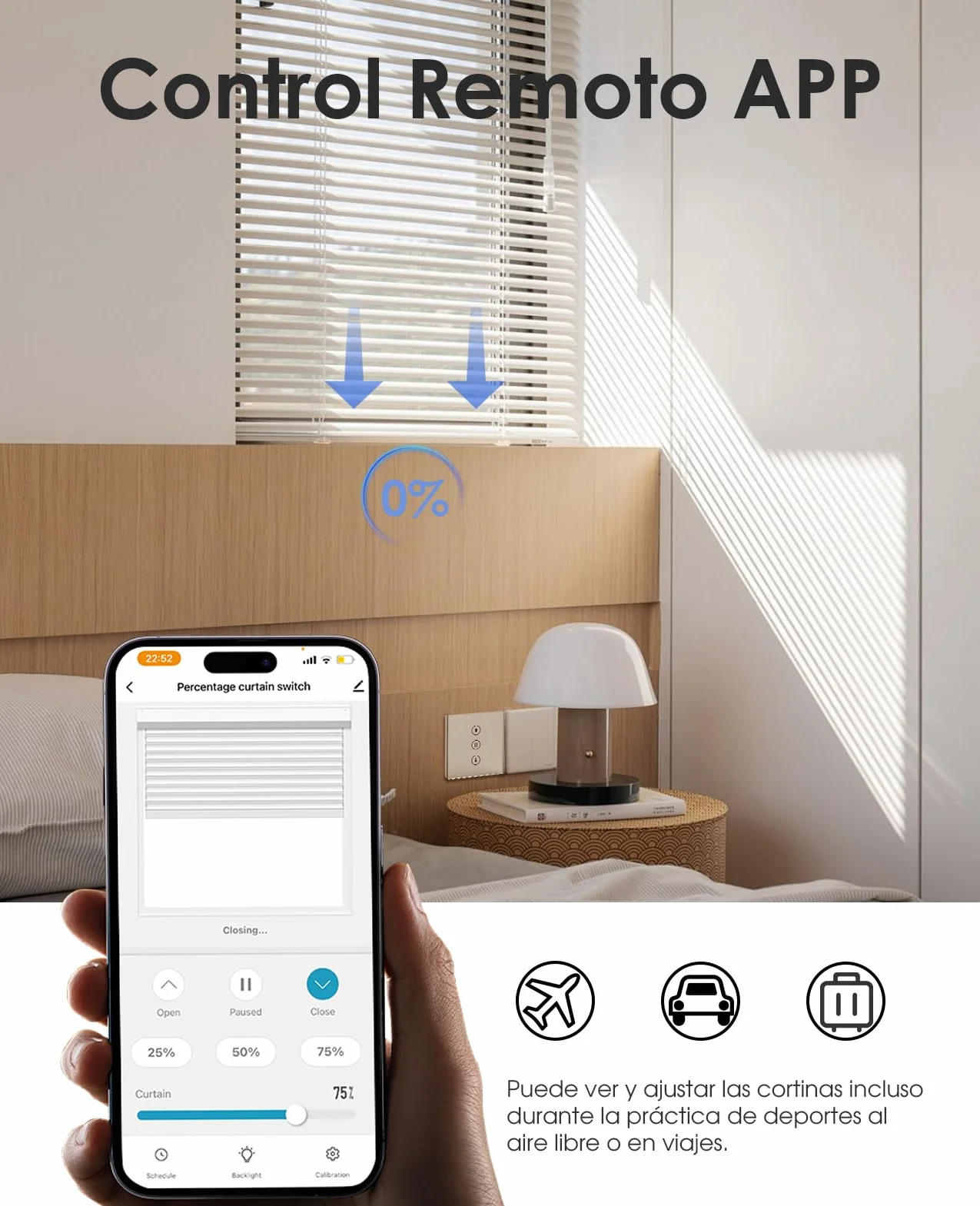 Interruptor de Persiana Inteligente con control por Porcentaje, 80 * 80mm Interruptor de Persiana Wifi, Control por Voz Compatible con Alexa/Google Home/Smart Life, Requiere Cable Neutro