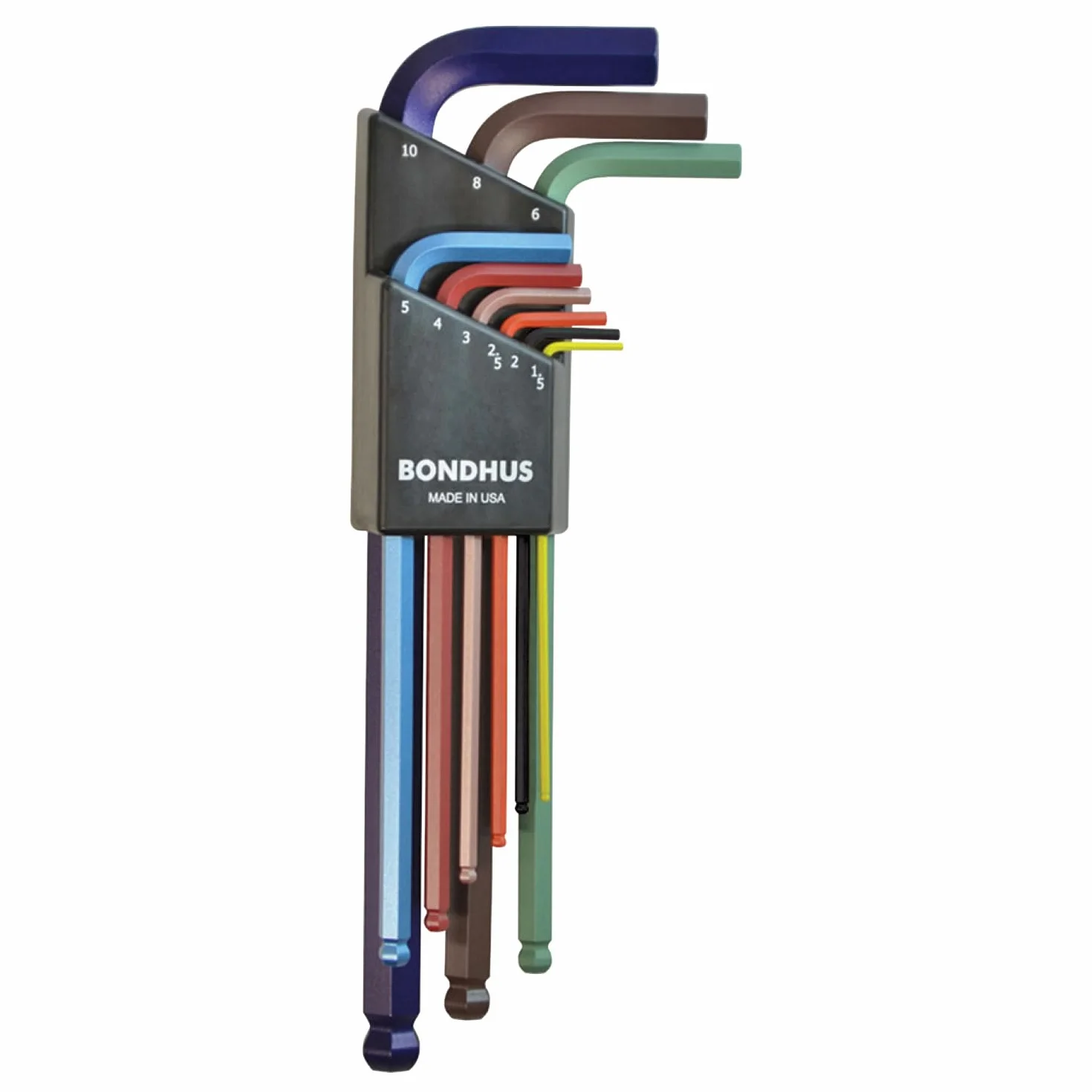 Bondhus - Starrett 76369499 - Pack de 9 llaves macho acodadas, codificadas por colores